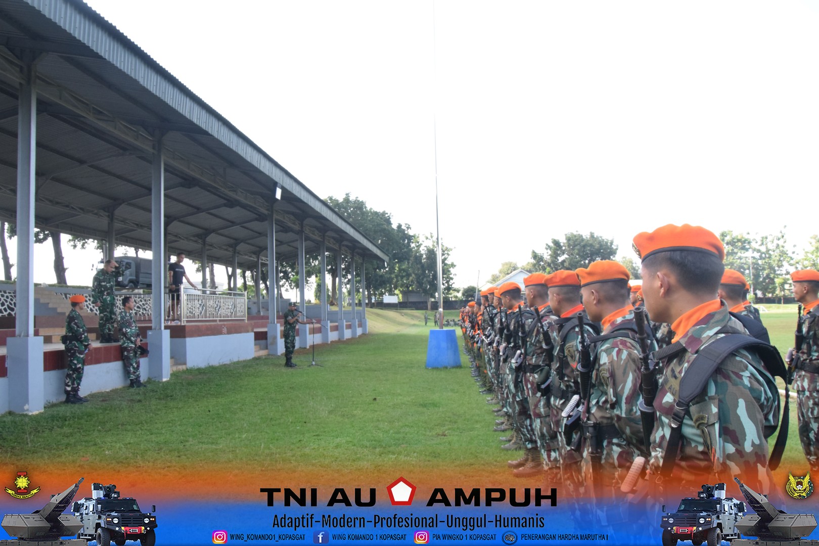 Komandan Wing Komando I Kopasgat Mengecek Pasukan Jelang HUT Ke-79 TNI Angkatan Udara