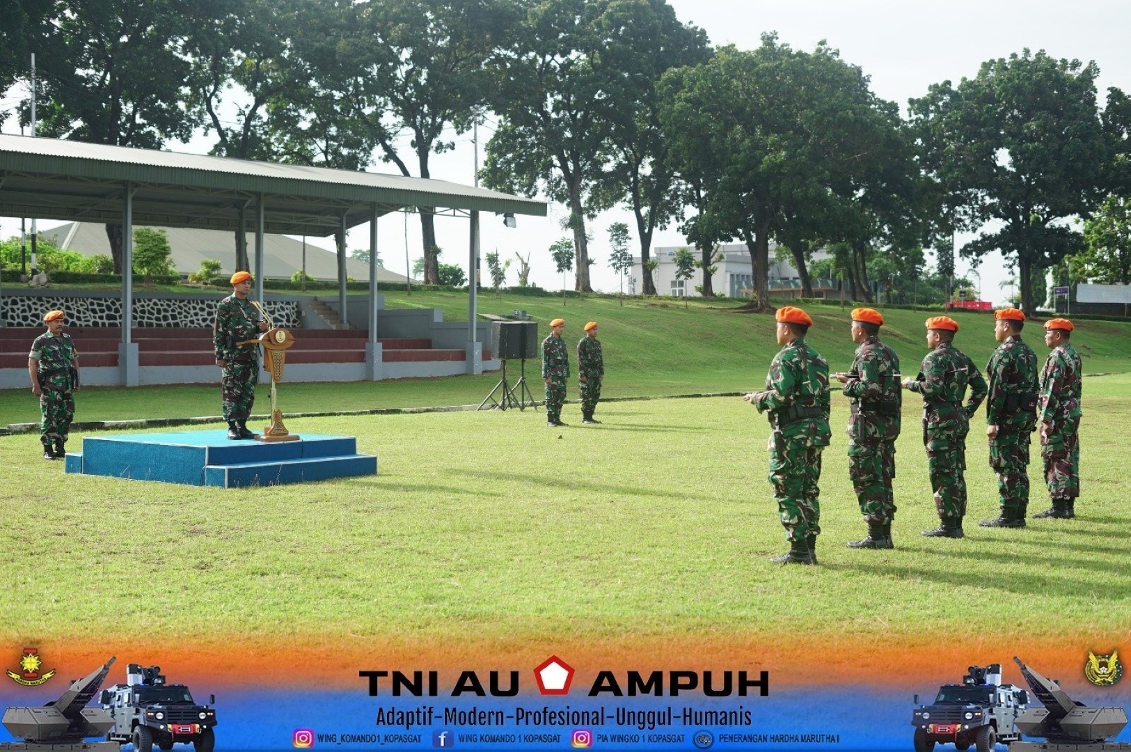 PRAJURIT WING KOMANDO I KOPASGAT GELAR APEL KESIAPAN PENGAMANAN HARI RAYA IDUL FITRI TAHUN 2025