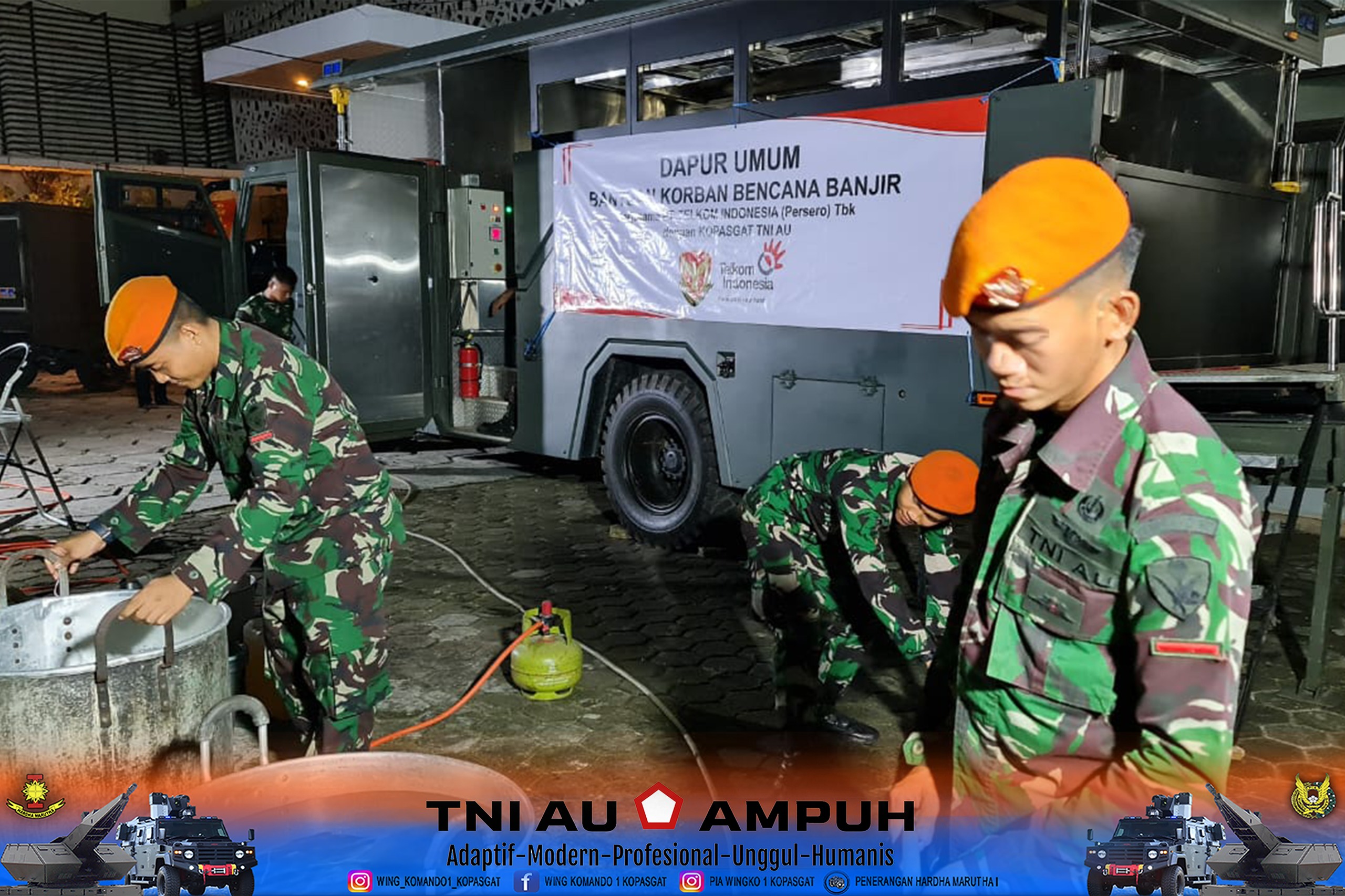 Wing Komando I Kopasgat TNI Angkatan Udara Gelar Bakti Sosial Dan Siaga SAR Di Kalibaru Bekasi