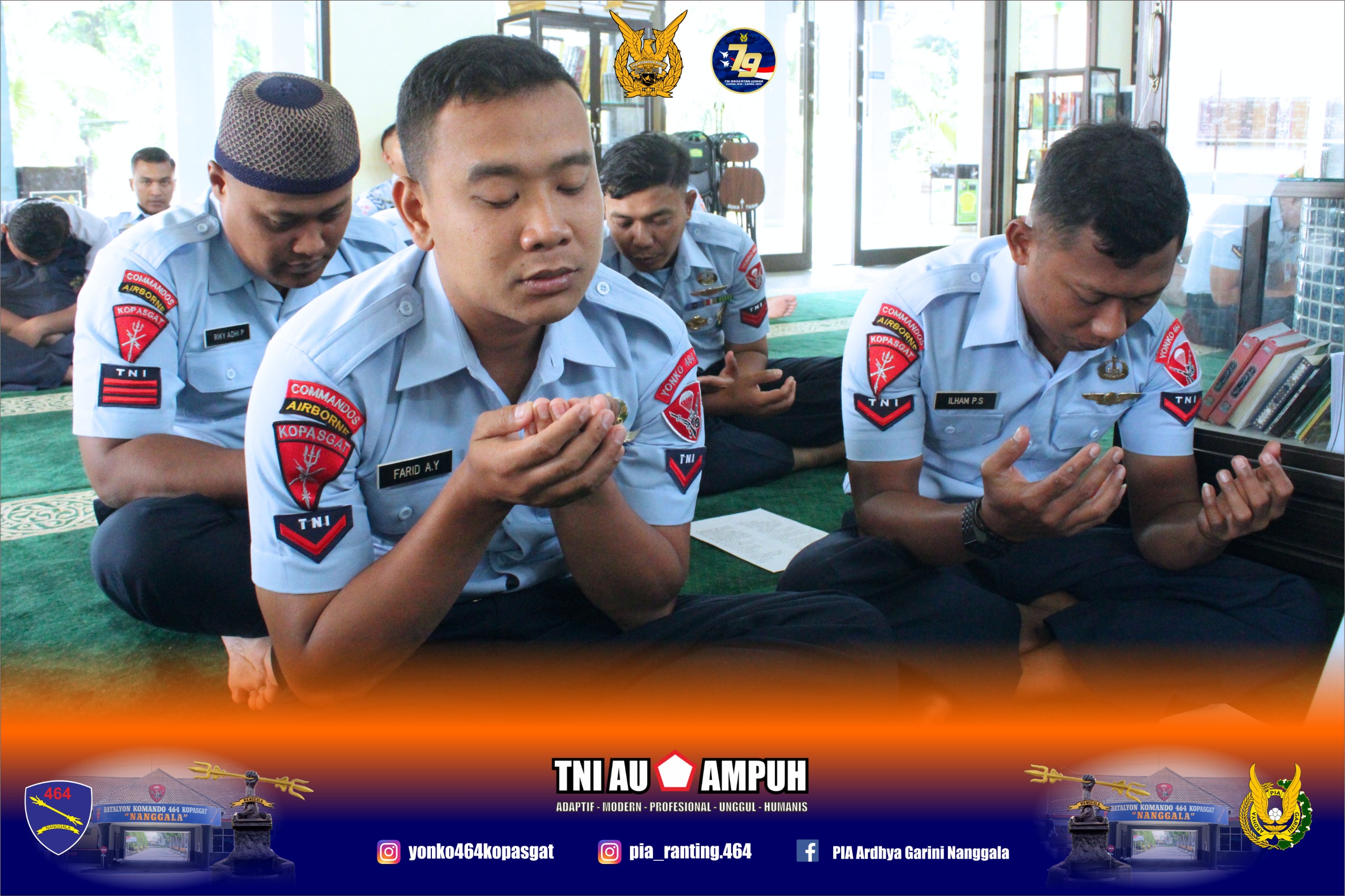 Danyonko Dan Prajurit Yonko 464 Kopasgat Turut Mengikuti Acara Doa Bersama Dalam Rangka HUT Ke – 79 TNI AU