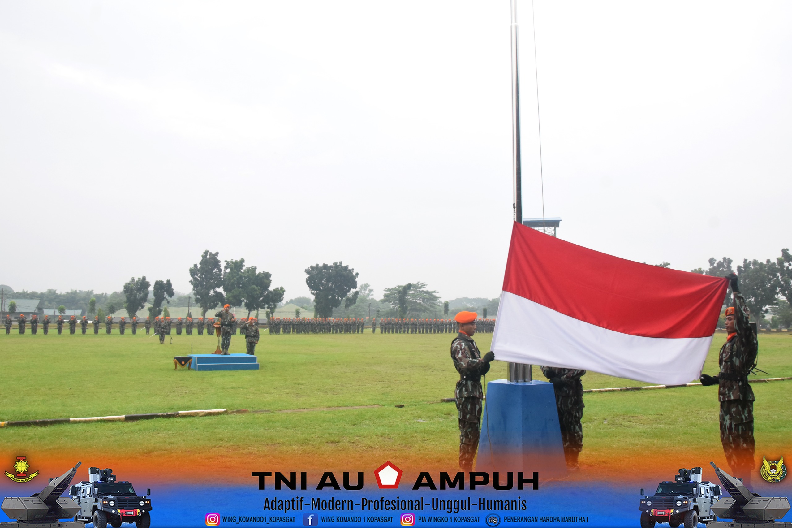 Komandan Wing Komando I Kopasgat Pimpin Langsung Pelaksanaan Upacara Bendera Bulanan
