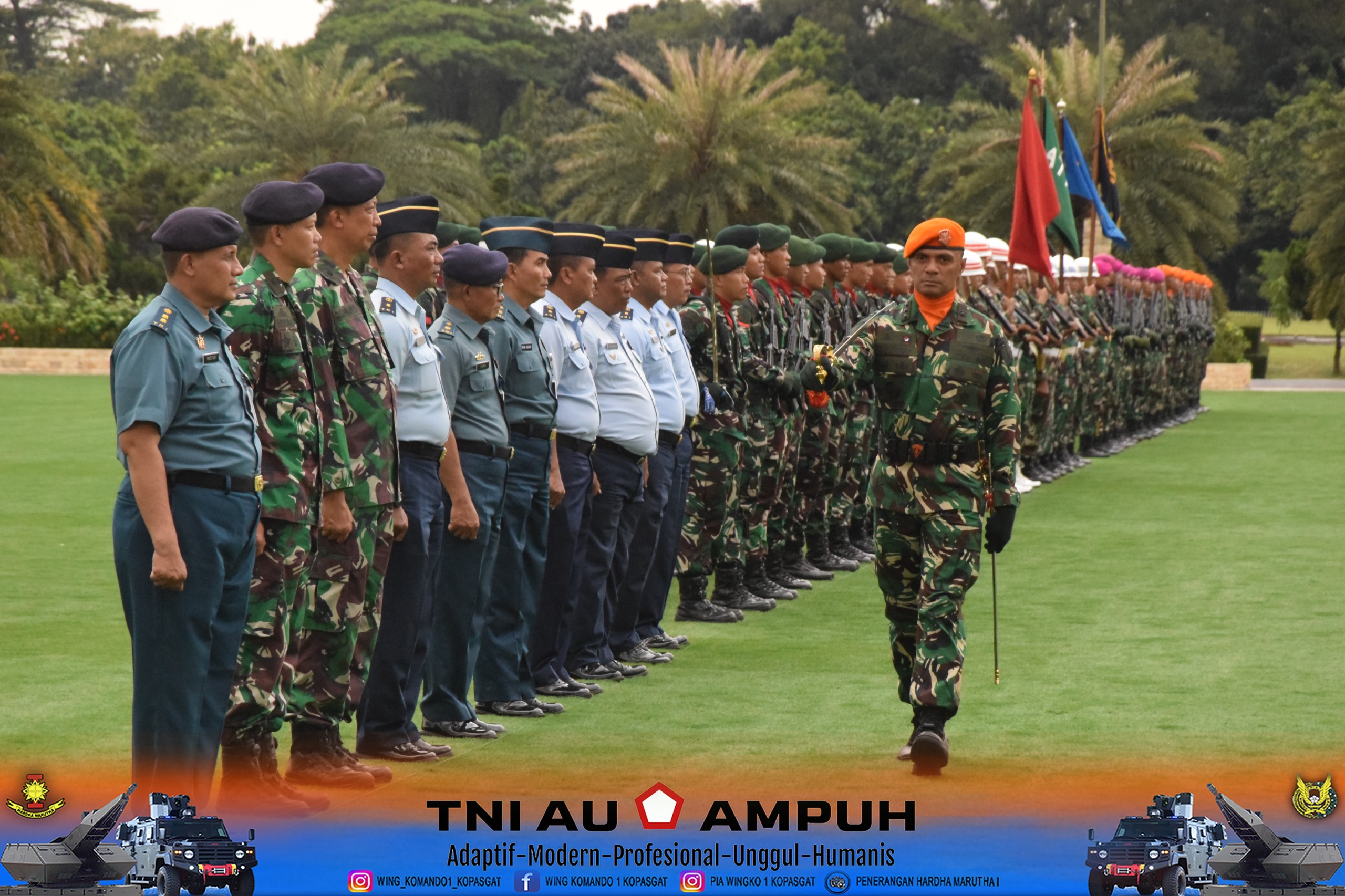 Komandan Wing Komando I Kopasgat Mengikuti Gladi Upacara Penyambutan Kepala Staf Gabungan Bela Diri Jepang