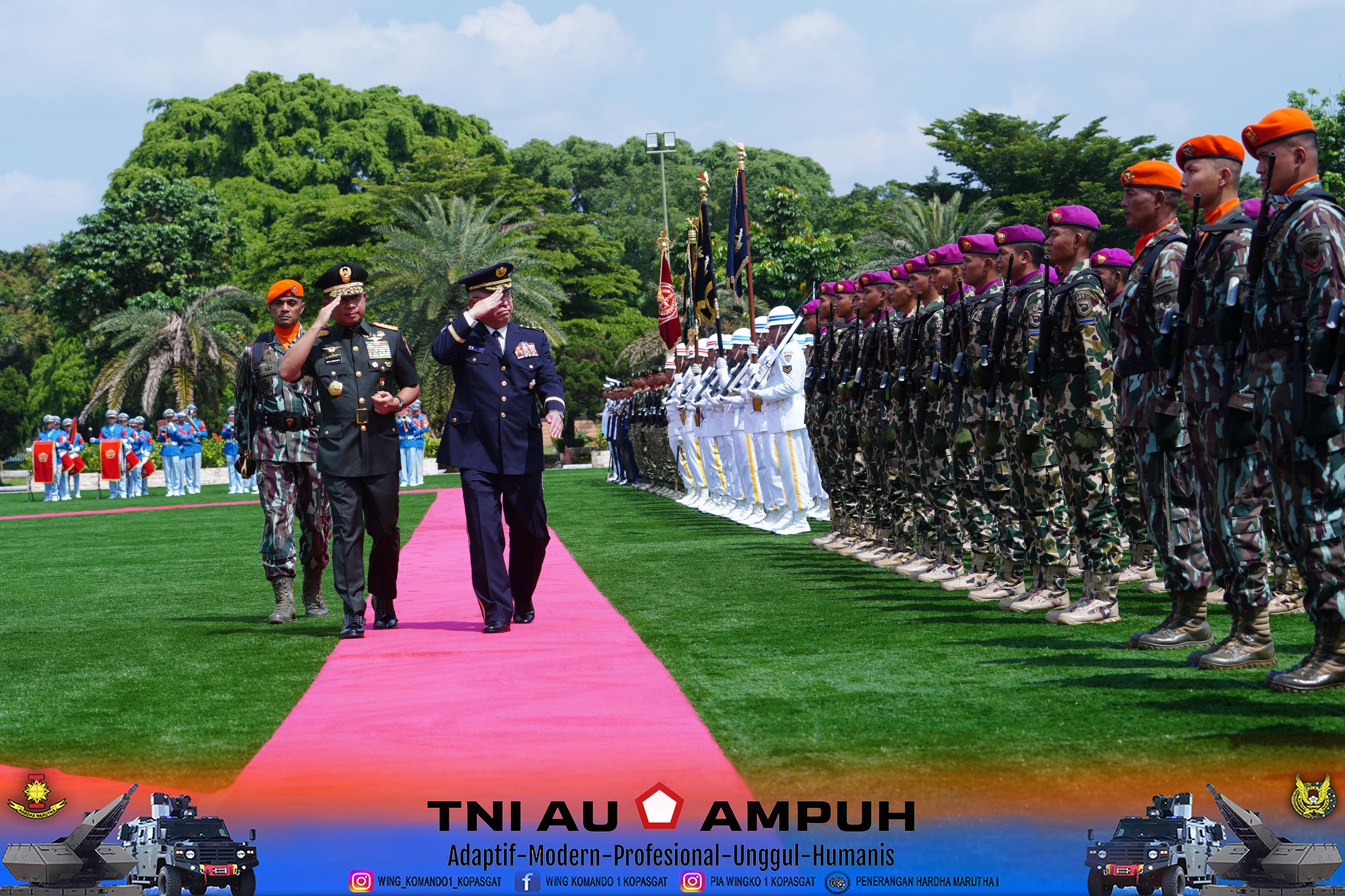 Komandan Wing Komando I Kopasgat Menjadi Komandan Upacara Penyambutan Kepala Staf Gabungan Pasukan Bela Diri Jepang