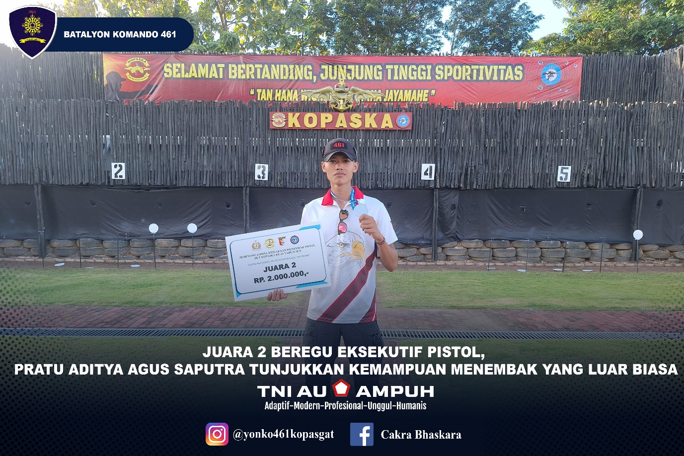Juara 2 Beregu Eksekutif Pistol, Pratu Aditya Agus Saputra Tunjukkan Kemampuan Menembak Yang Luar Biasa