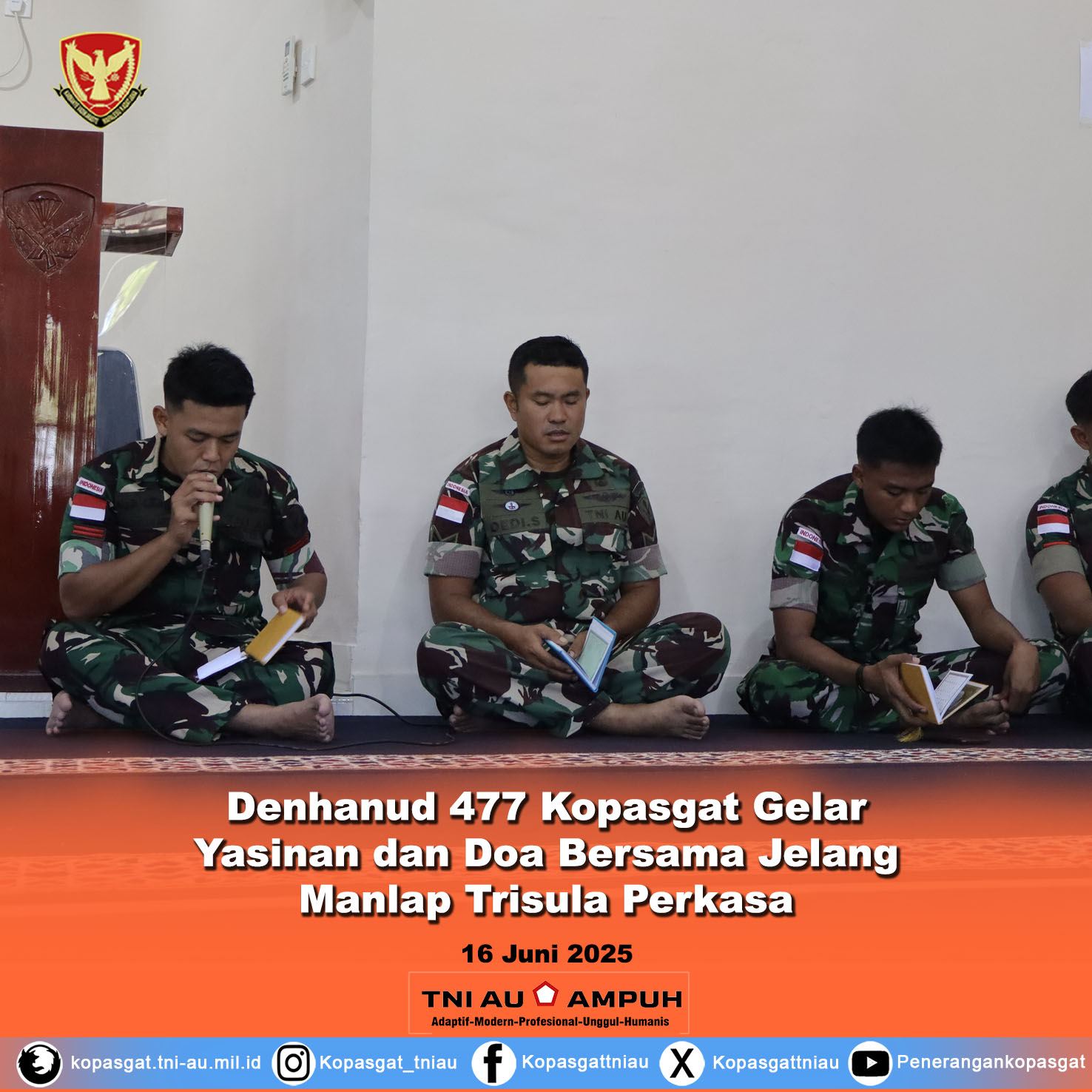 Denhanud 477 Kopasgat Gelar Yasinan dan Doa Bersama Jelang Manlap Trisula Perkasa