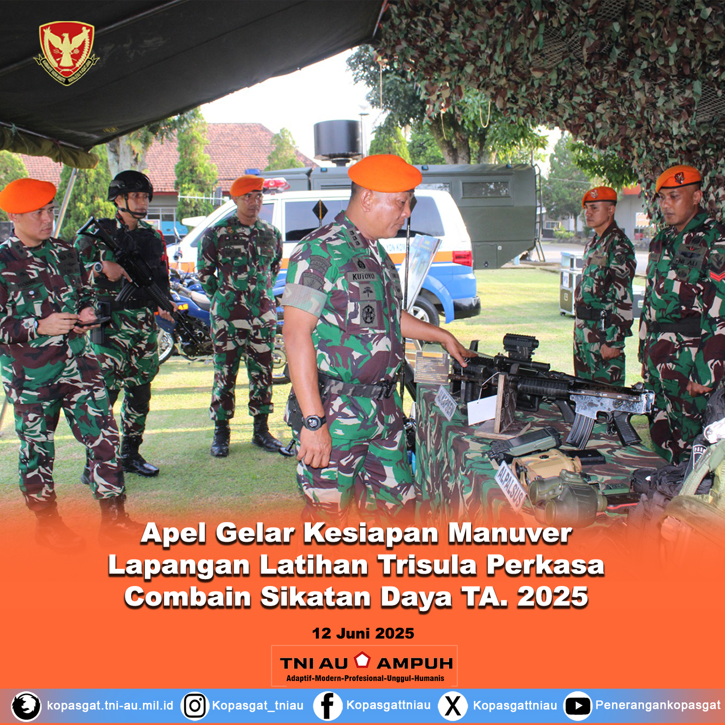 Asops Kopasgat Pimpin Apel Gelar Kesiapan Manuver Lapangan Latihan Trisula Perkasa Combain Sikatan Daya TA. 2025