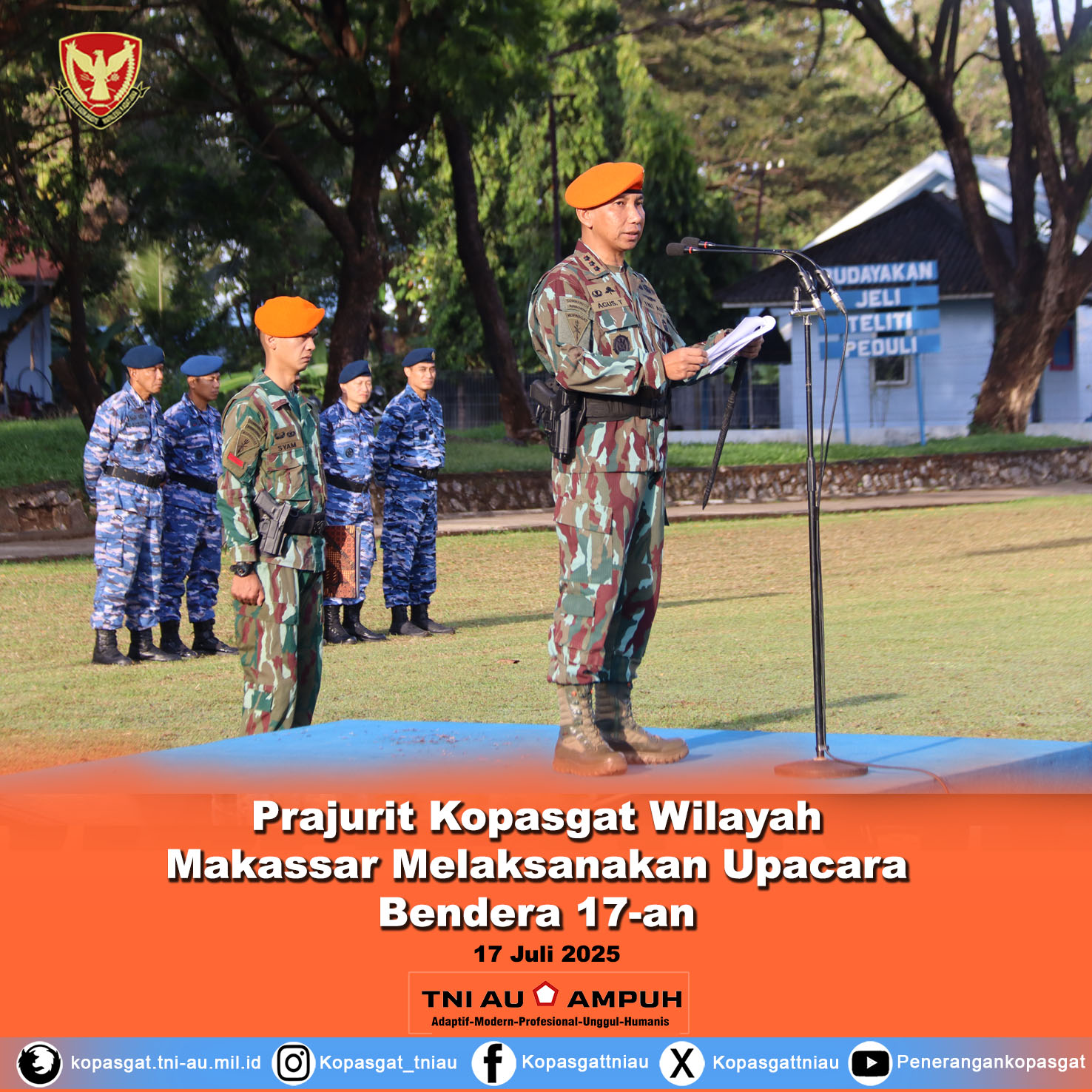 Prajurit Kopasgat Wilayah Makassar Melaksanakan Upacara Bendera 17-an