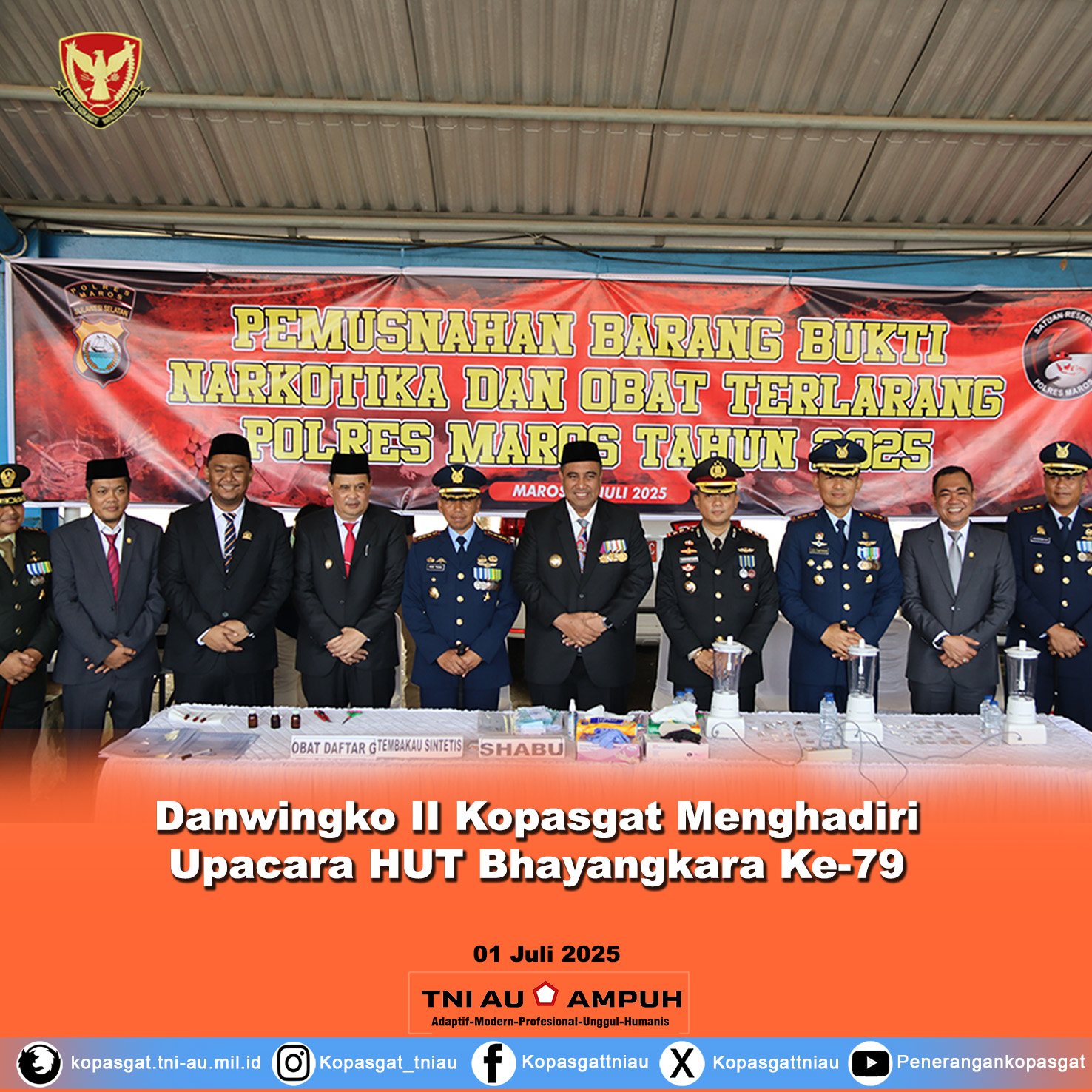 Danwingko II Kopasgat Menghadiri Upacara HUT Bhayangkara Ke-79