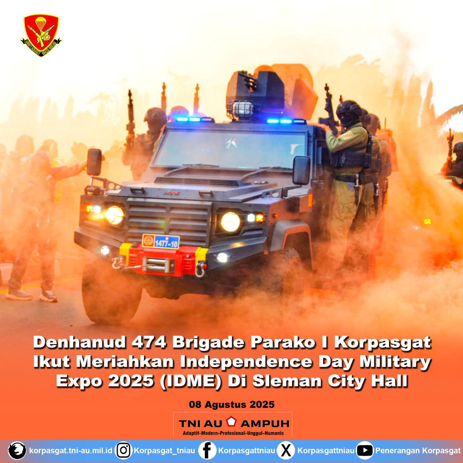 Denhanud 474 Brigade Parako I Korpasgat ikut meriahkan Independence Day Military Expo 2025 (IDME) di Sleman City Hall