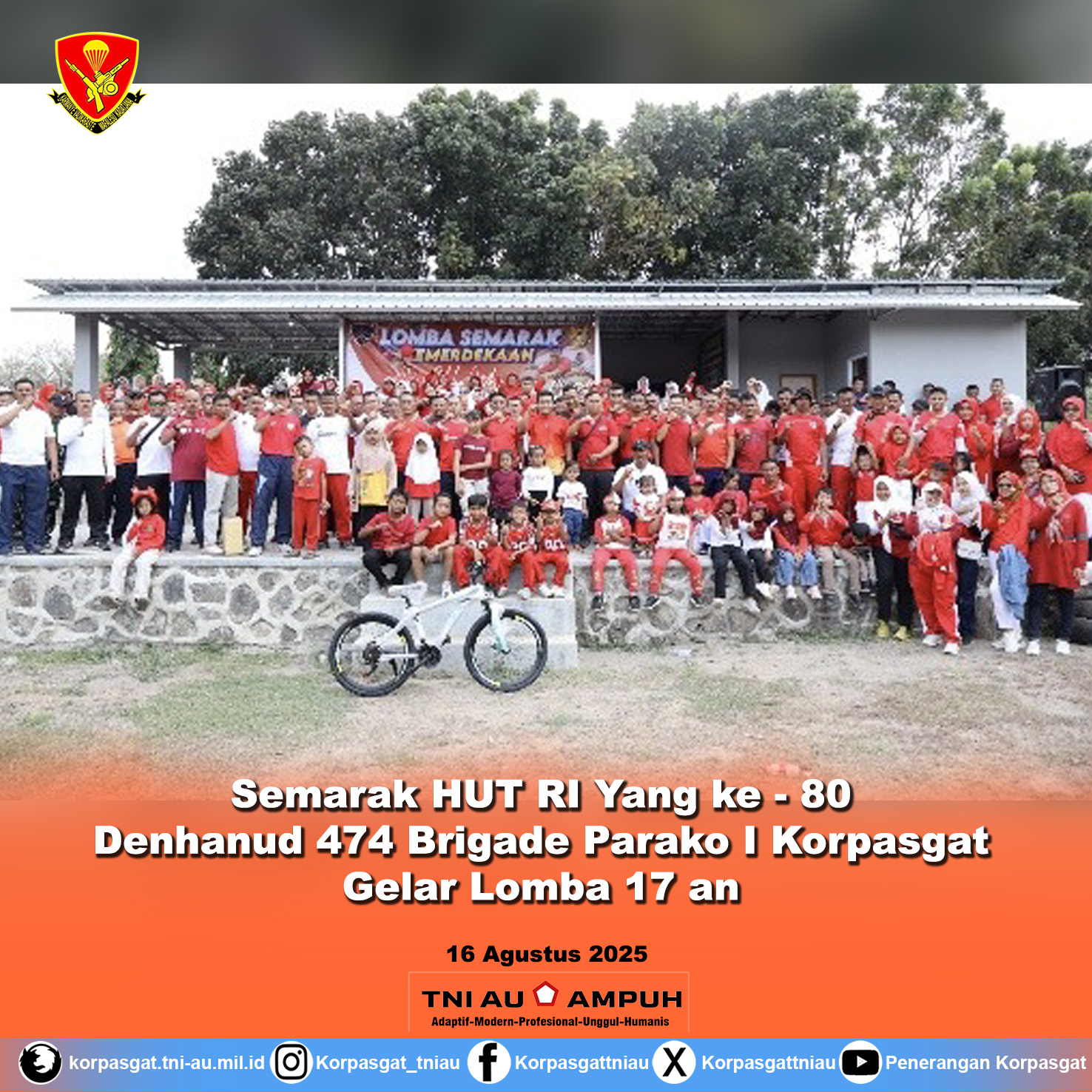 Semarak HUT RI Yang ke – 80, Denhanud 474 Brigade Parako I Korpasgat Gelar Lomba 17 an
