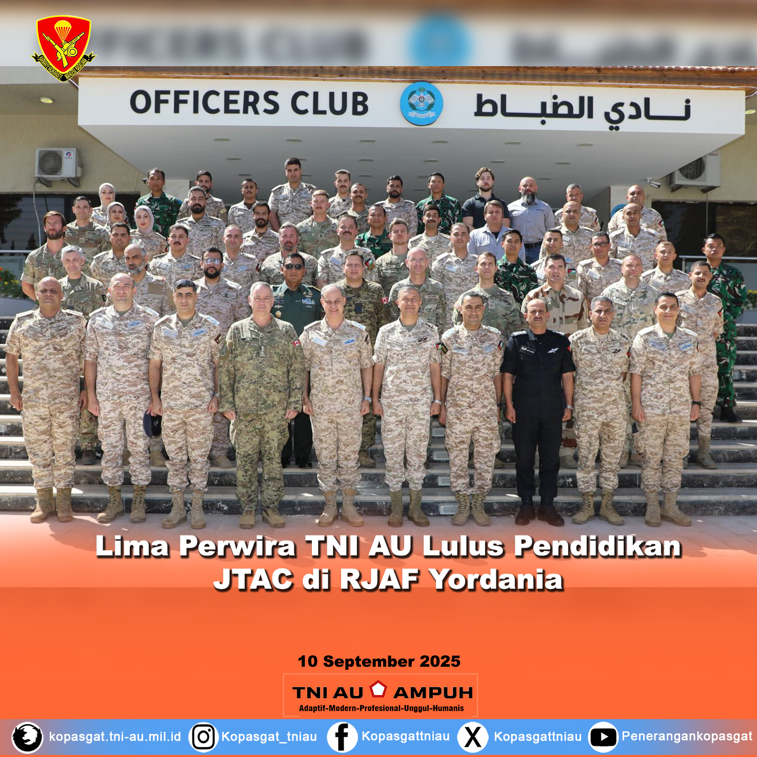 Lima Perwira TNI AU Lulus Pendidikan JTAC di RJAF Yordania