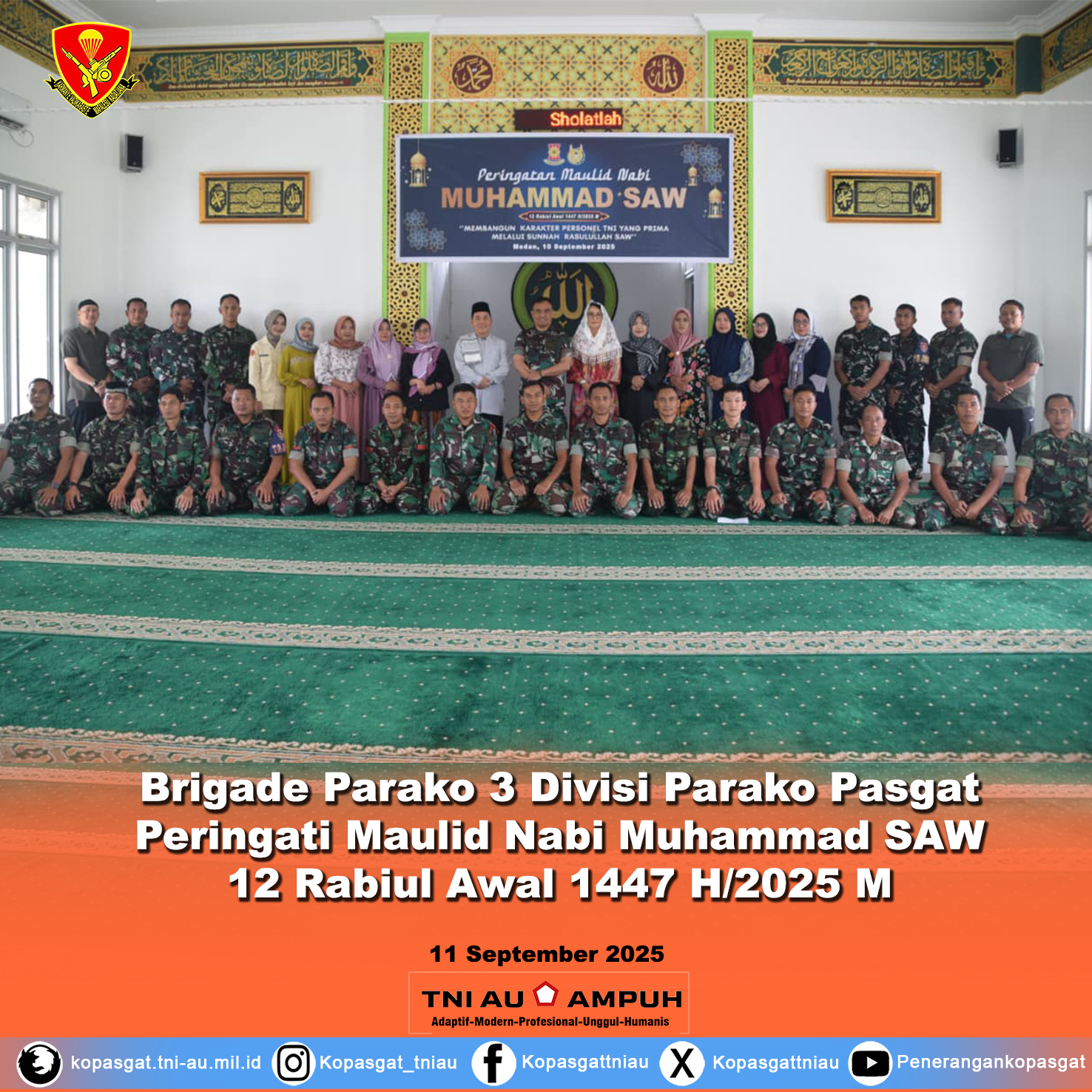 Brigade Parako 3 Pasgat Peringati Maulid Nabi Muhammad SAW 12 Rabiul Awal 1447 H/2025 M