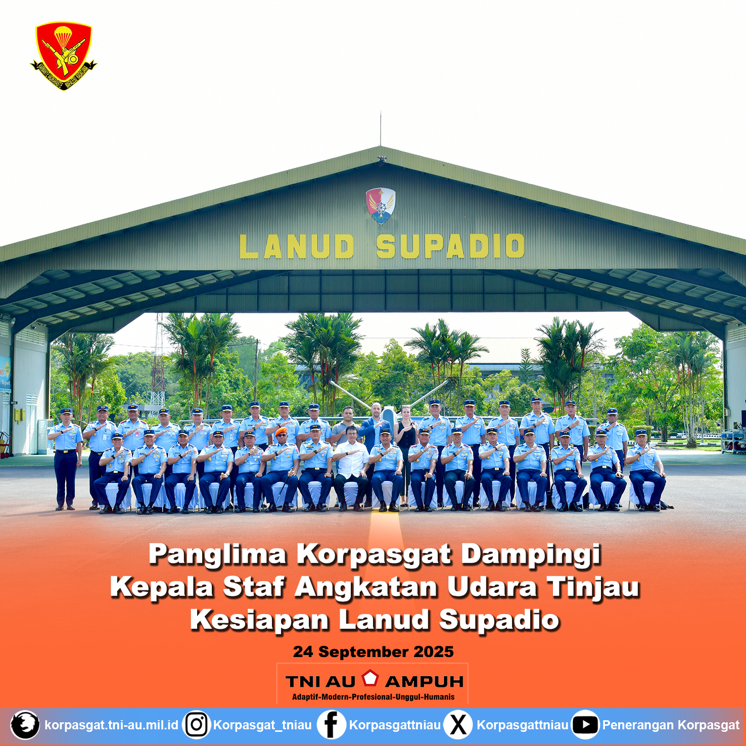 Panglima Korpasgat Dampingi Kepala Staf Angkatan Udara Tinjau Kesiapan Lanud Supadio