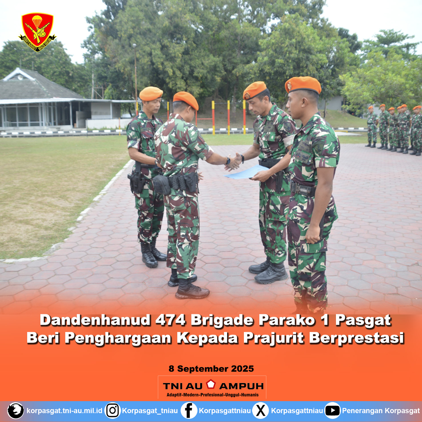 Dandenhanud 474 Brigade Parako 1 Pasgat Beri Penghargaan Kepada Prajurit Berprestasi