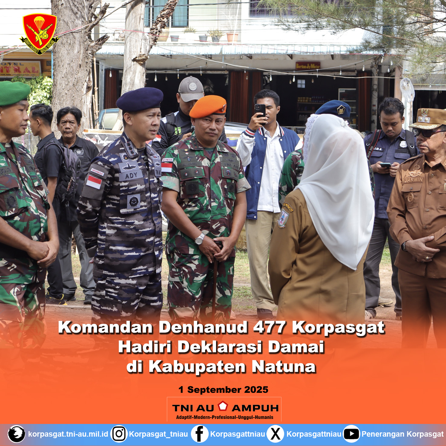 Komandan Denhanud 477 Korpasgat Hadiri Deklarasi Damai di Kabupaten Natuna