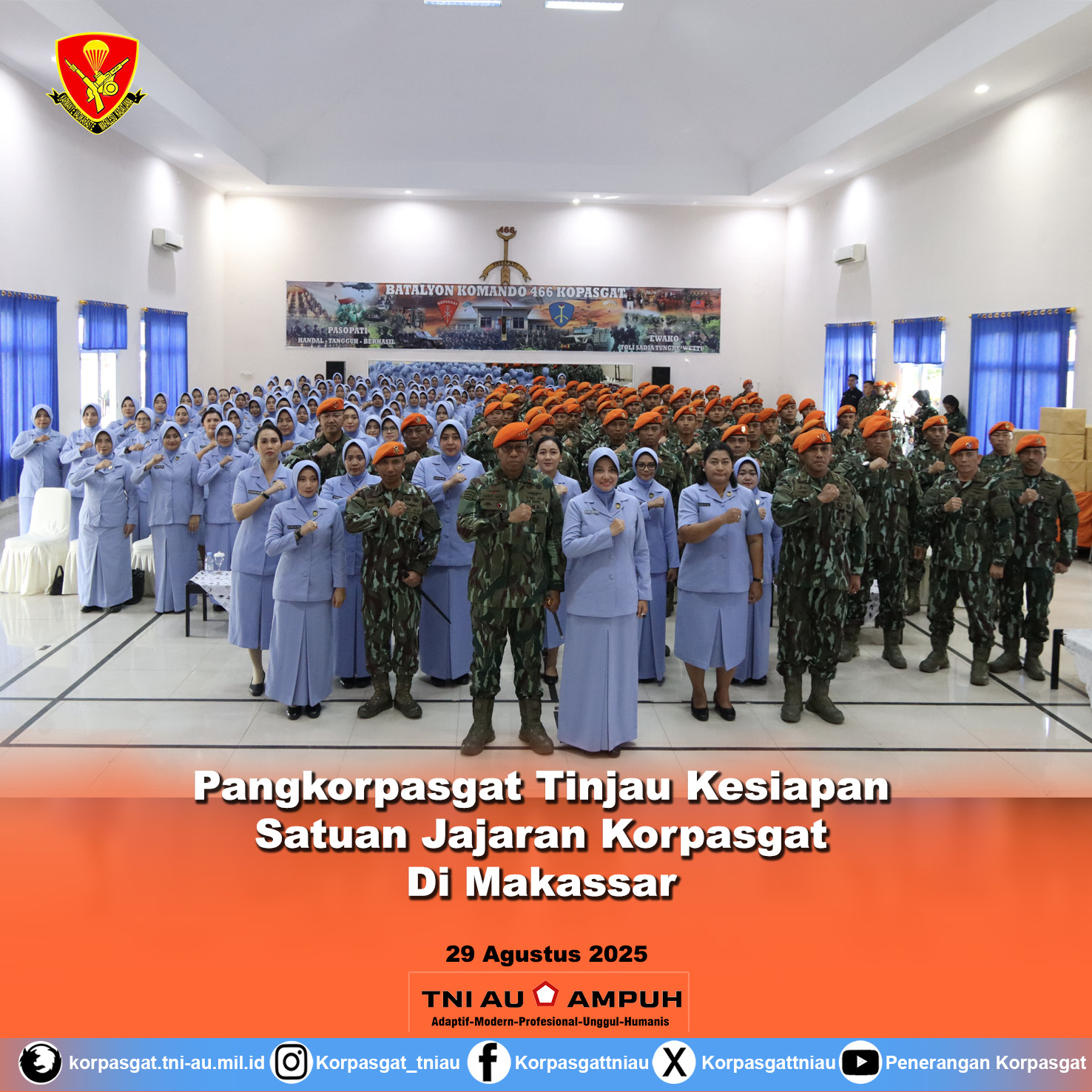 Pangkorpasgat Tinjau Kesiapan Satuan Jajaran Korpasgat Di Makassar