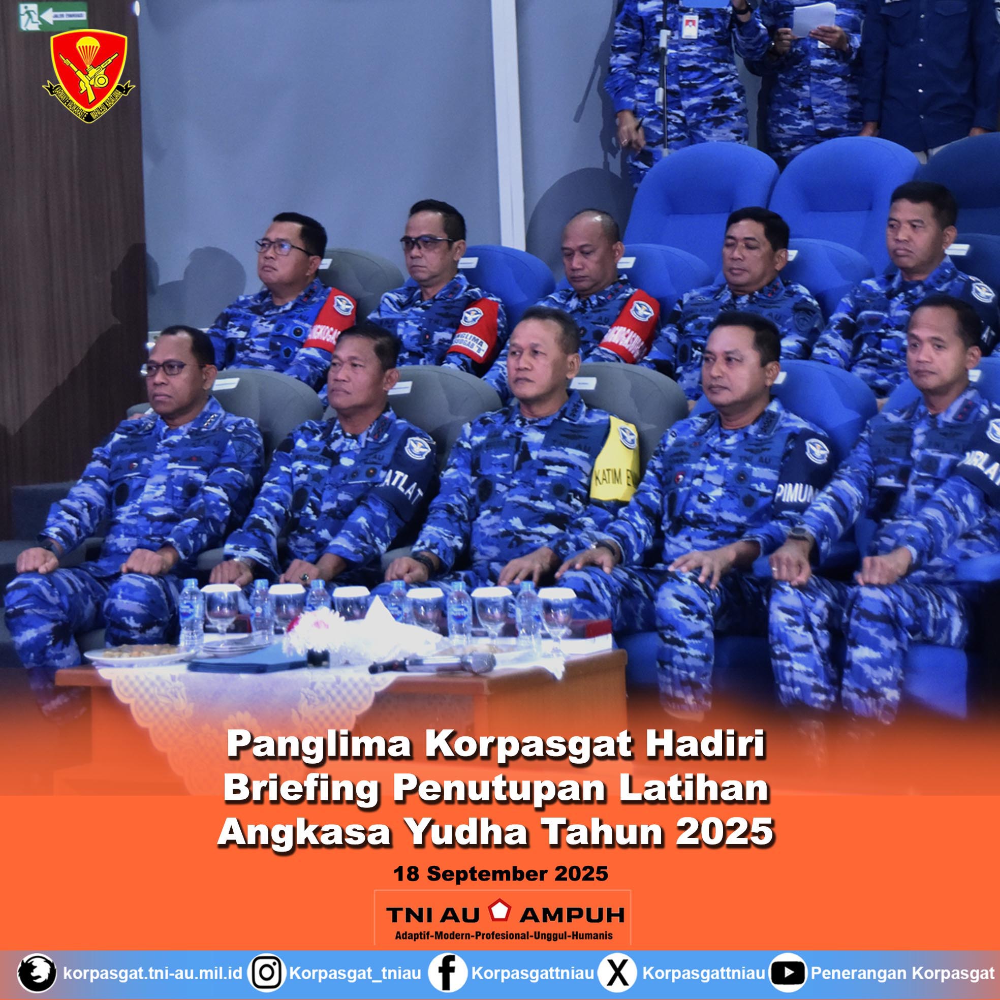 Panglima Korpasgat Hadiri Briefing Penutupan Latihan Angkasa Yudha Tahun 2025