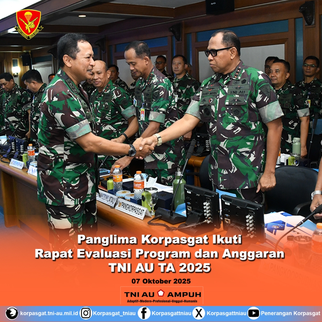Panglima Korpasgat Ikuti Rapat Evaluasi Program dan Anggaran TNI AU TA 2025