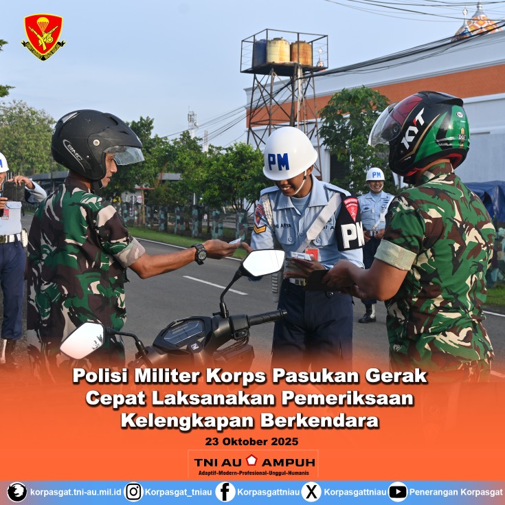 Polisi Militer Korps Pasukan Gerak Cepat (Korpasgat) Laksanakan Pemeriksaan Kelengkapan Berkendara