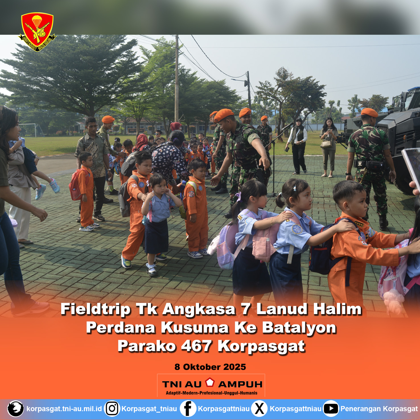 Fieldtrip Tk Angkasa 7 Lanud Halim Perdana Kusuma Ke Batalyon Parako 467 Korpasgat