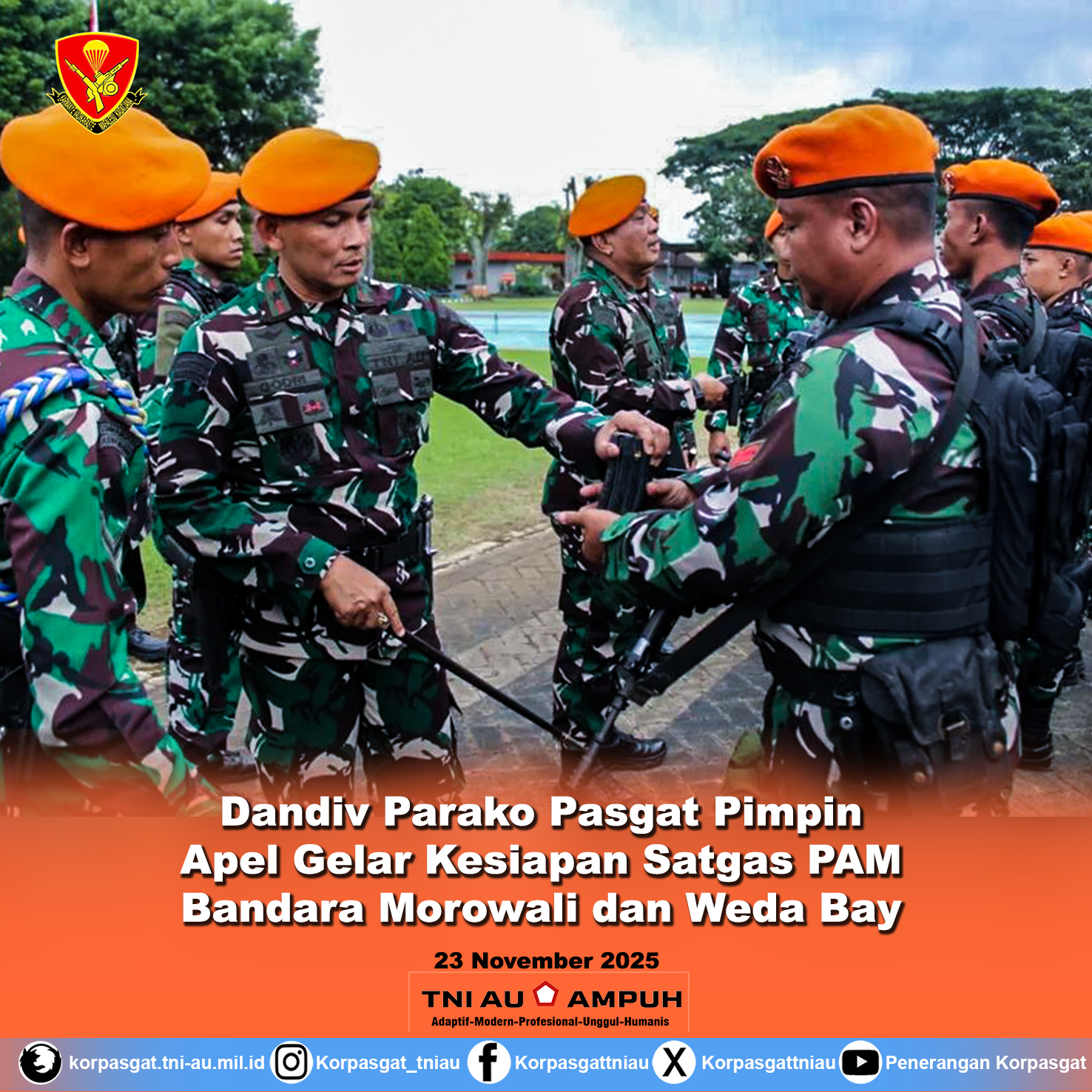 Dandiv Parako Pasgat Pimpin Apel Gelar Kesiapan Satgas PAM Bandara Morowali dan Weda Bay