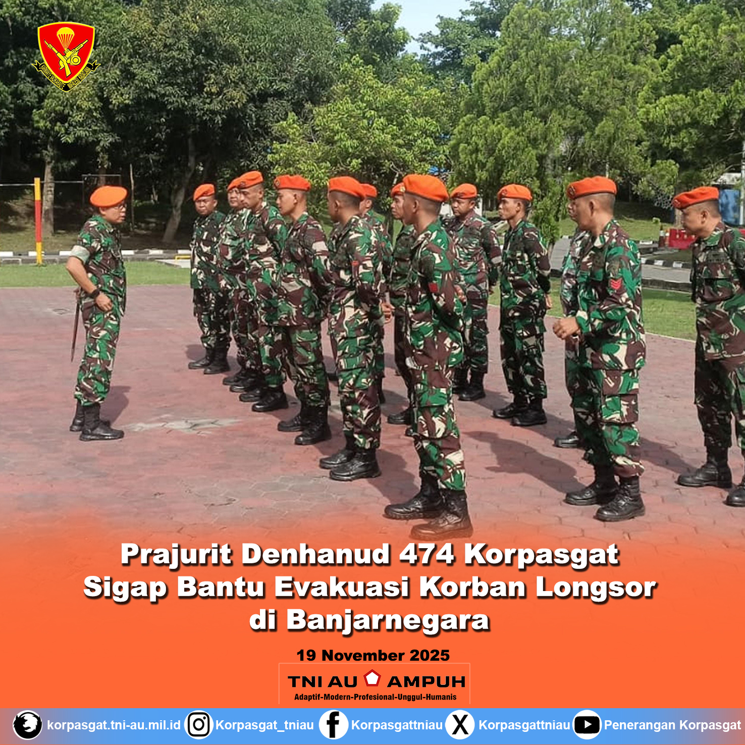 Prajurit Denhanud 474 Korpasgat Sigap Bantu Evakuasi Korban Longsor di Banjarnegara