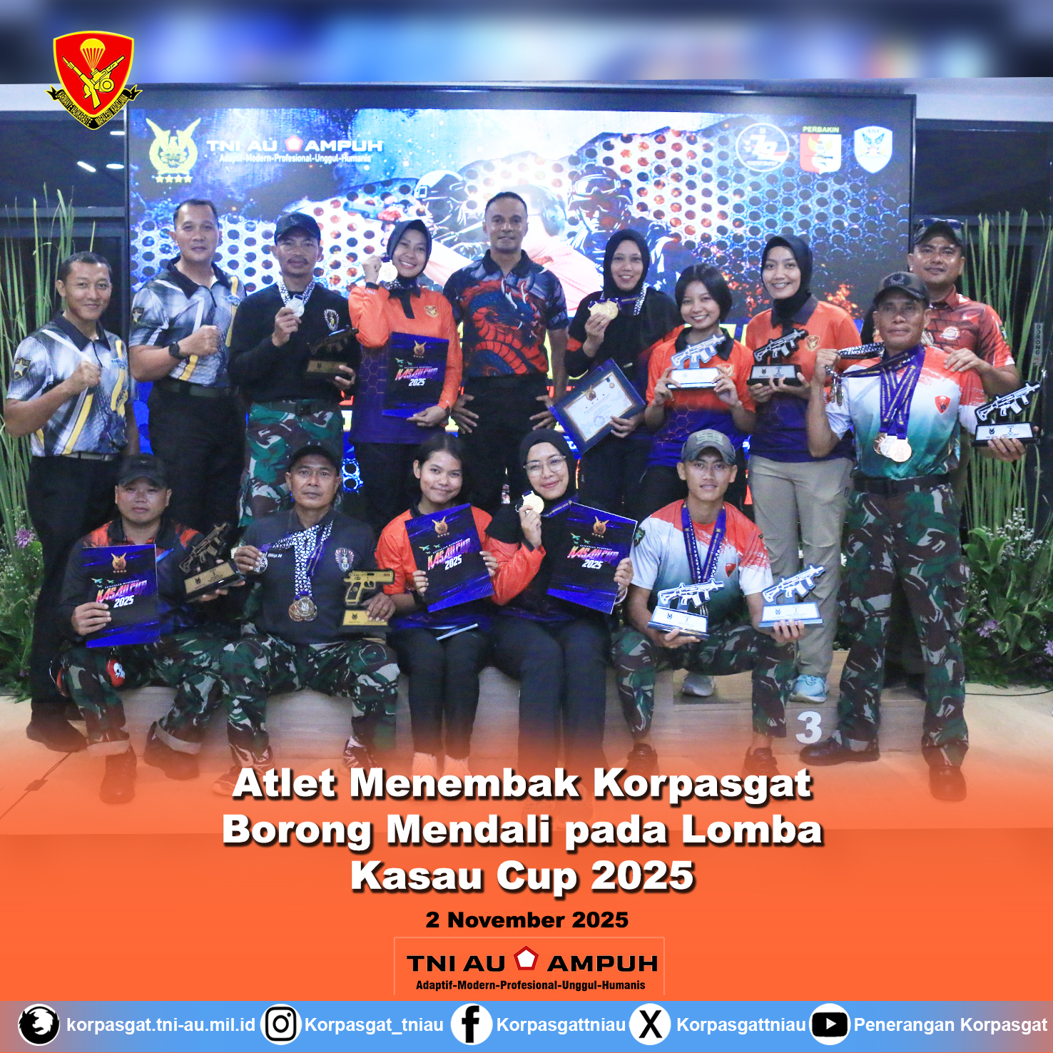 Atlet Menembak Korpasgat Borong Mendali pada Lomba Kasau Cup 2025