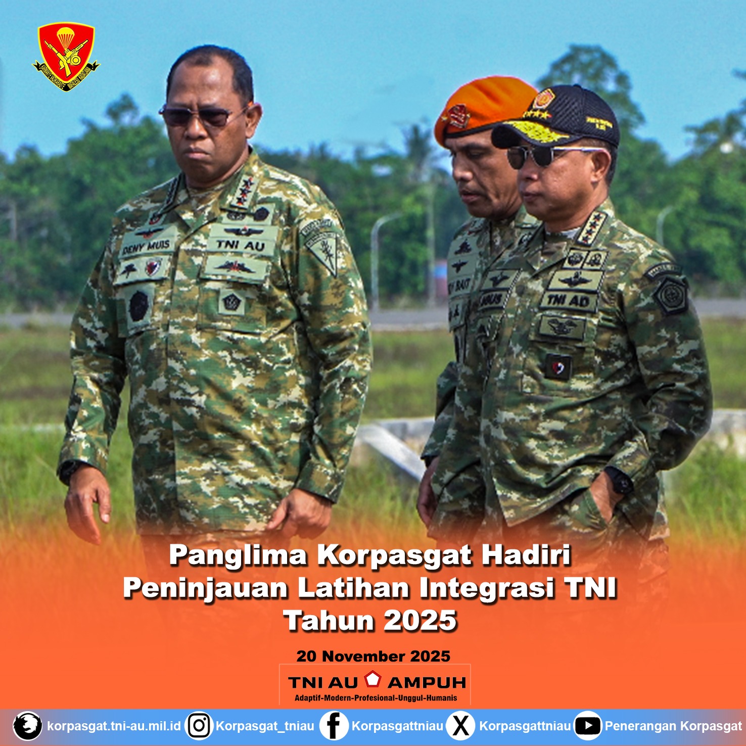Panglima Korpasgat Hadiri Peninjauan Latihan Integrasi TNI Tahun 2025