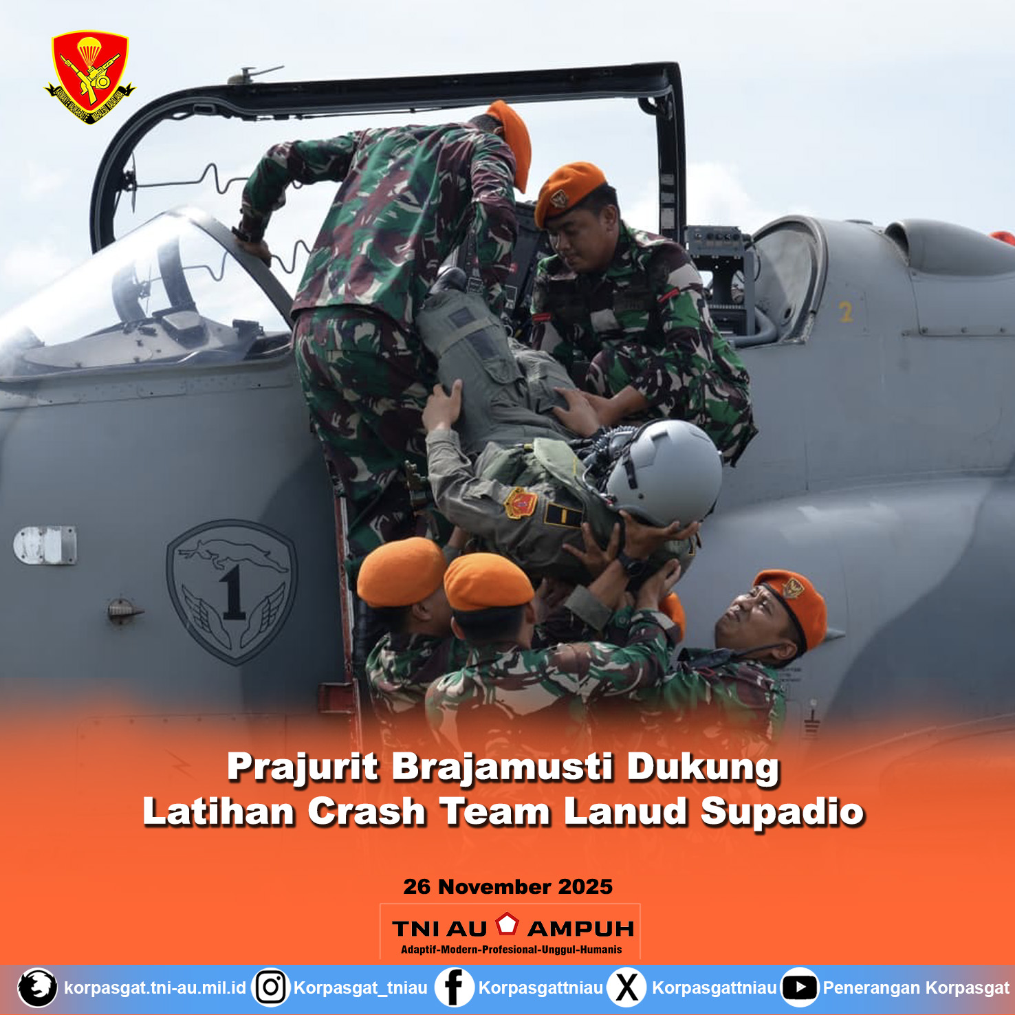 Prajurit Brajamusti Dukung Latihan Crash Team Lanud Supadio