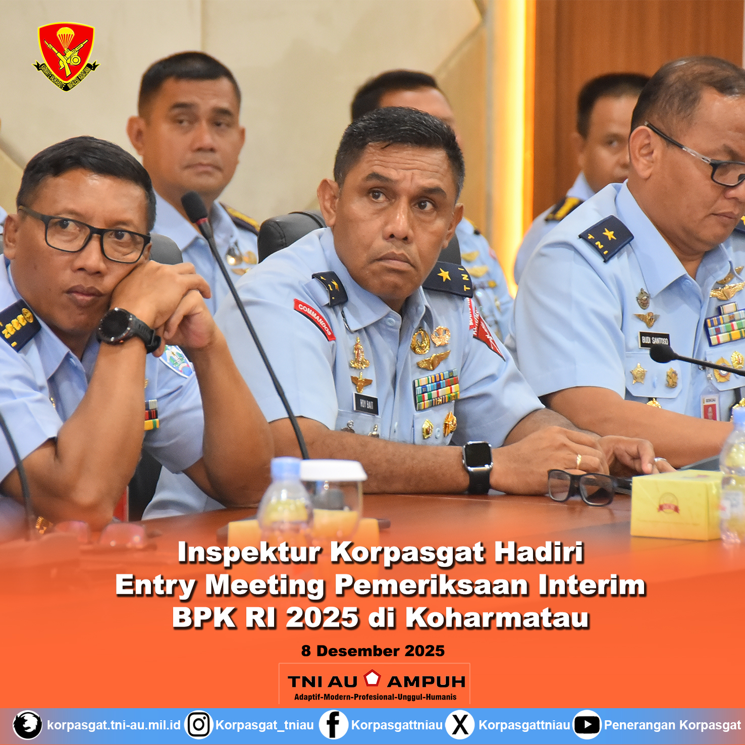 Inspektur Korpasgat Hadiri Entry Meeting Pemeriksaan Interim BPK RI 2025 di Koharmatau