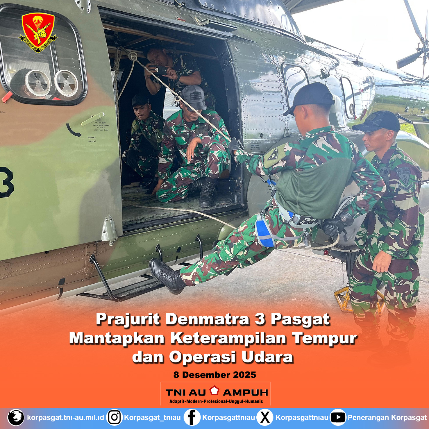 Prajurit Denmatra 3 Pasgat Mantapkan Keterampilan Tempur dan Operasi Udara