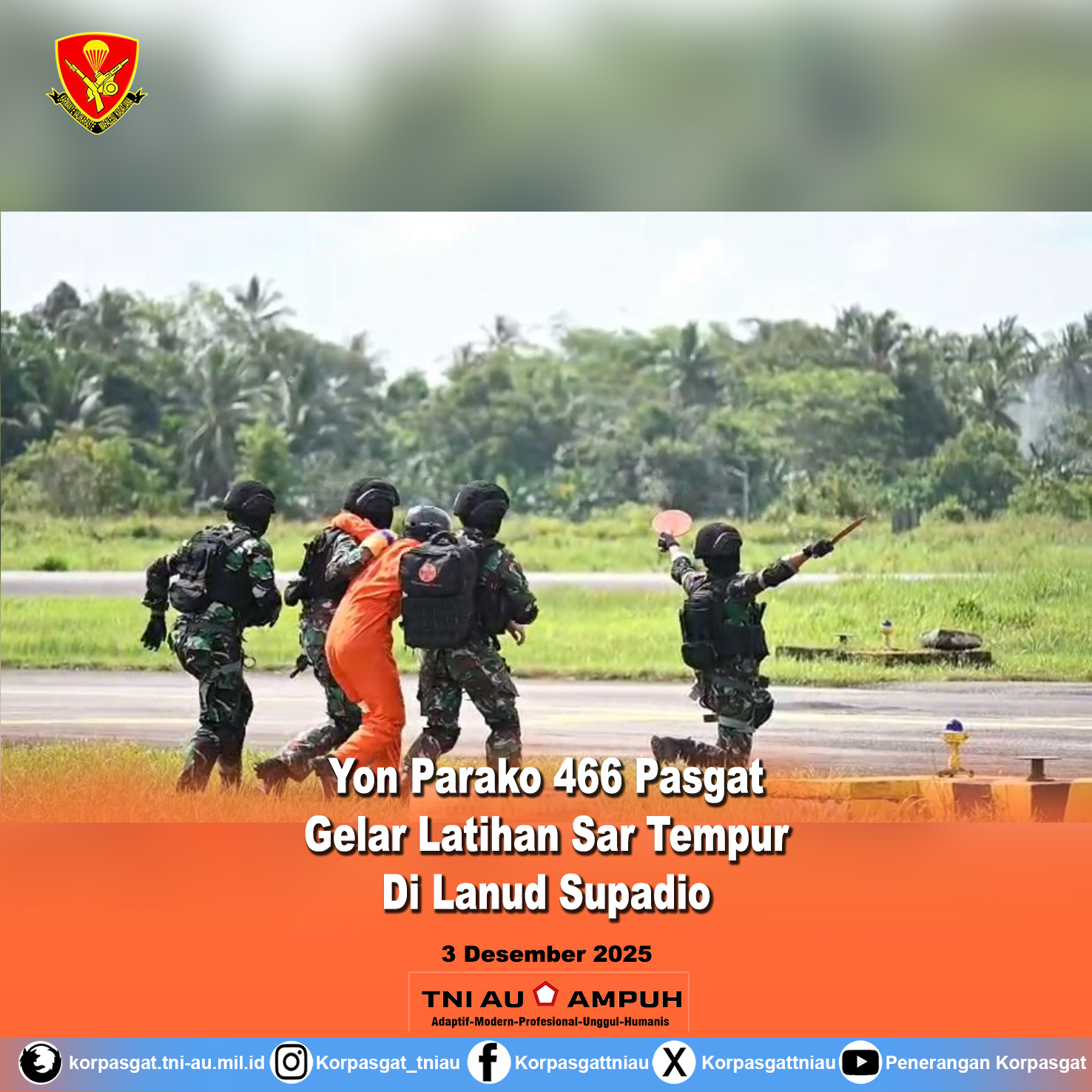 Yon Parako 466 Pasgat Gelar Latihan Sar Tempur Di Lanud Supadio