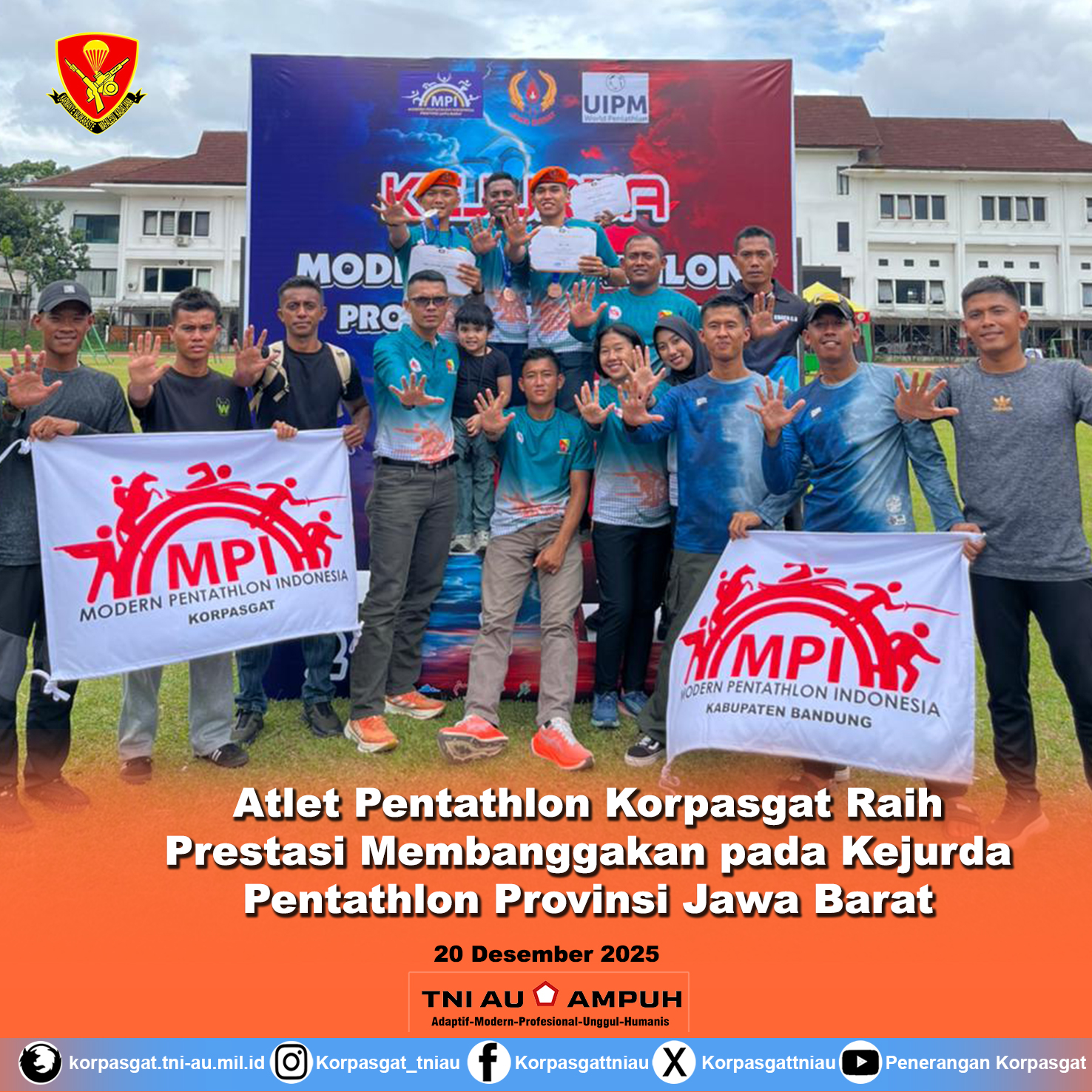 Atlet Pentathlon Korpasgat Raih Prestasi Membanggakan pada Kejurda Pentathlon Provinsi Jawa Barat.