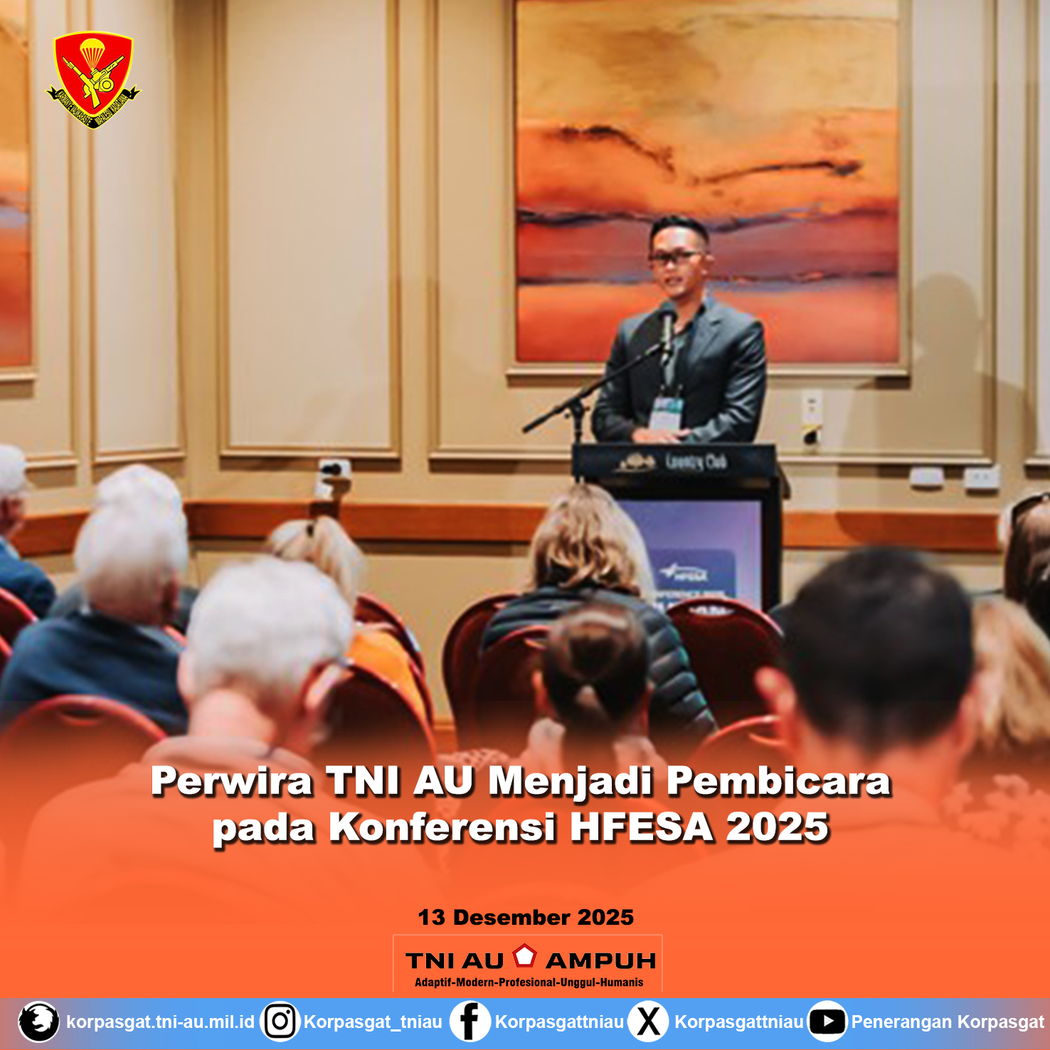 Perwira TNI AU Menjadi Pembicara pada Konferensi HFESA 2025