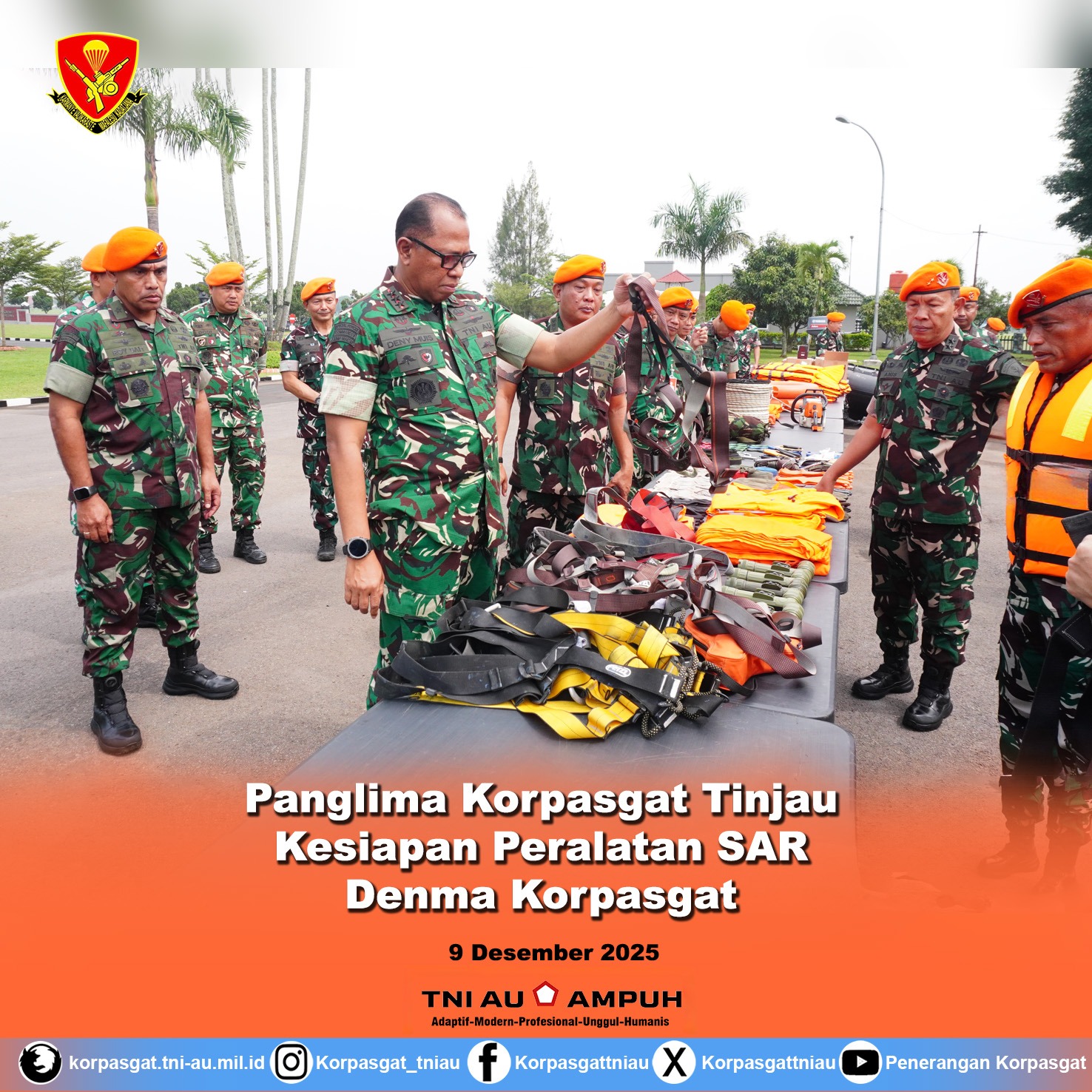 Panglima Korpasgat Tinjau Kesiapan Peralatan SAR Denma Korpasgat