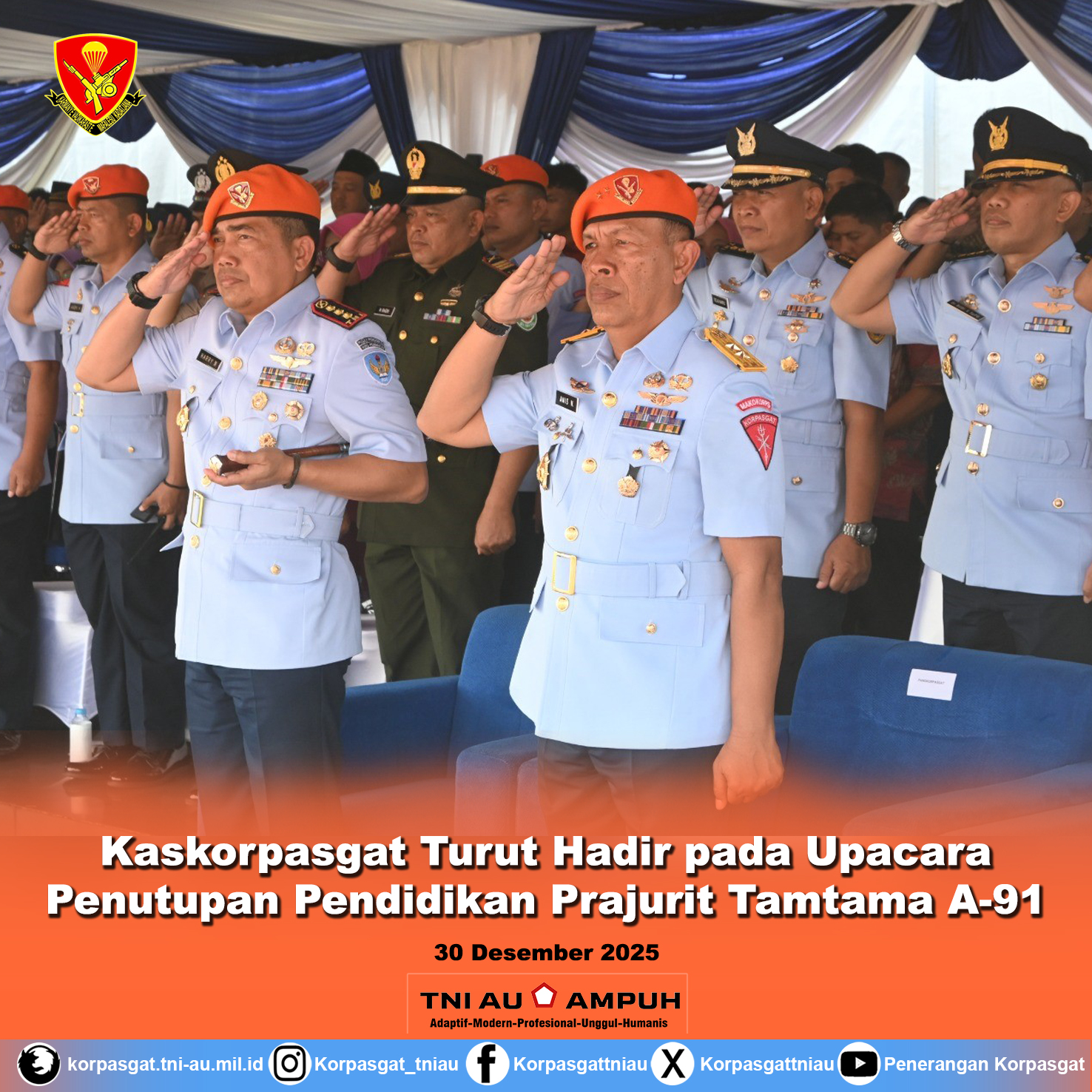 Kaskorpasgat Turut Hadir pada Upacara Penutupan Pendidikan Prajurit Tamtama A-91