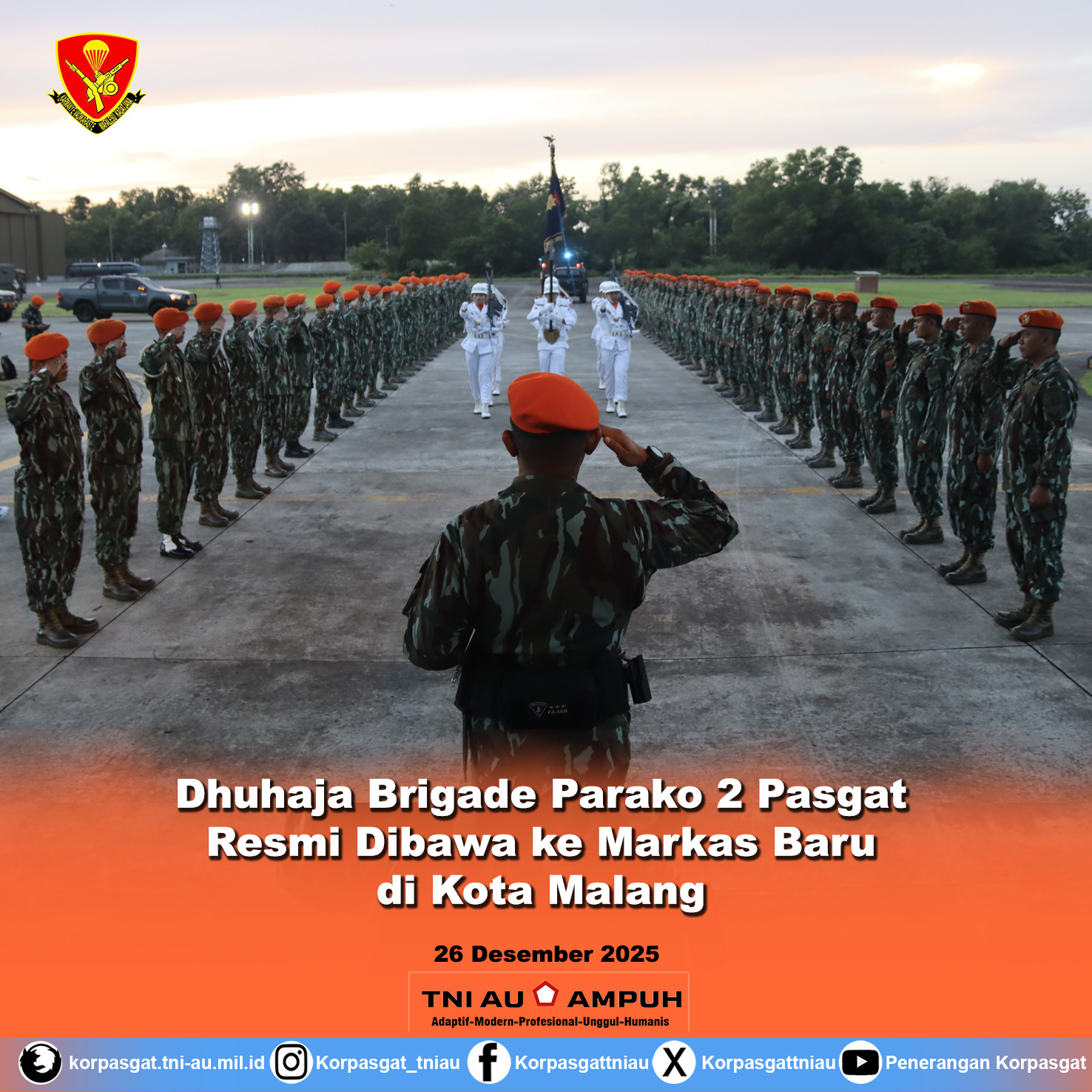 Dhuhaja Brigade Parako 2 Pasgat Resmi Dibawa ke Markas Baru di Kota Malang