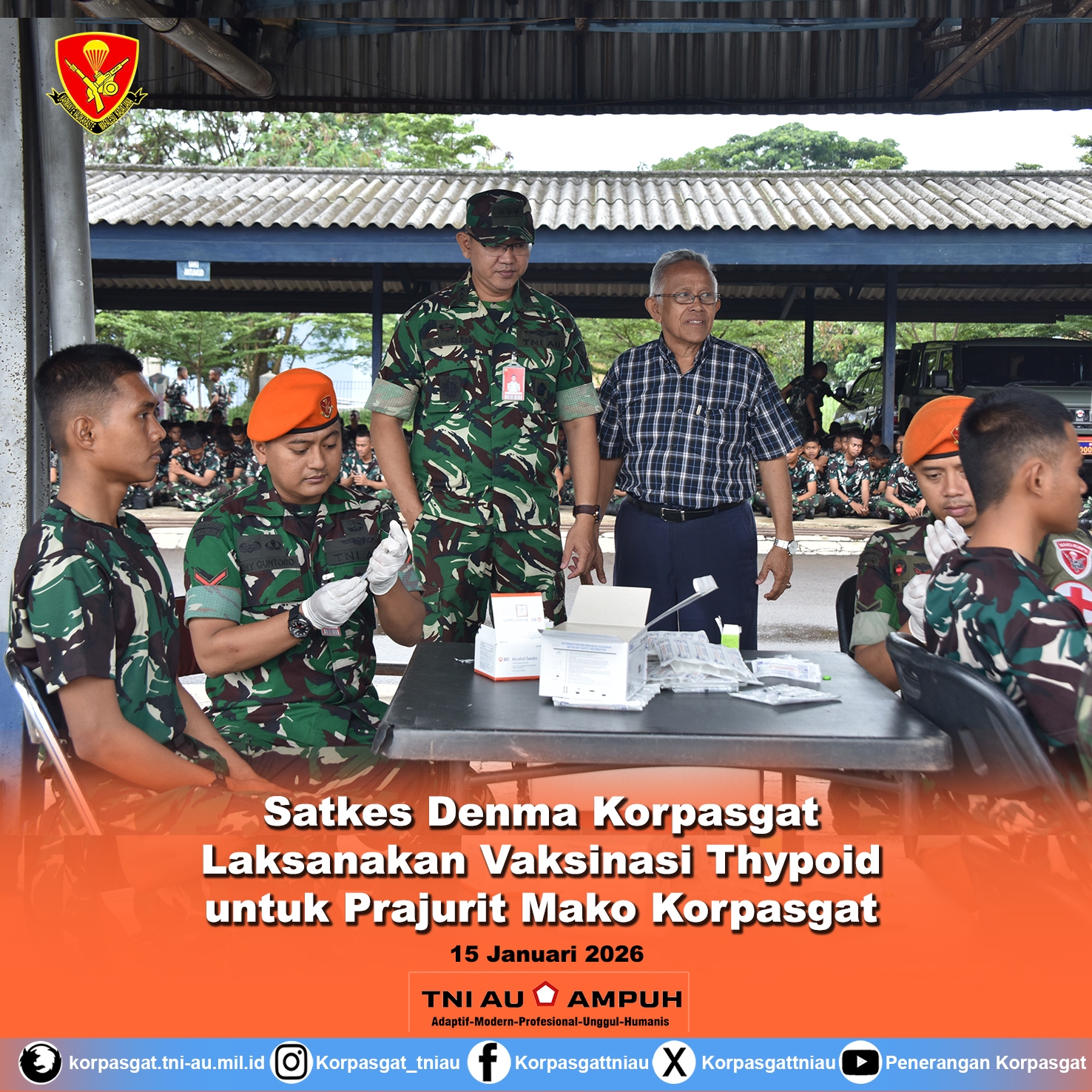 Satkes Denma Korpasgat Laksanakan Vaksinasi Thypoid untuk Prajurit Mako Korpasgat