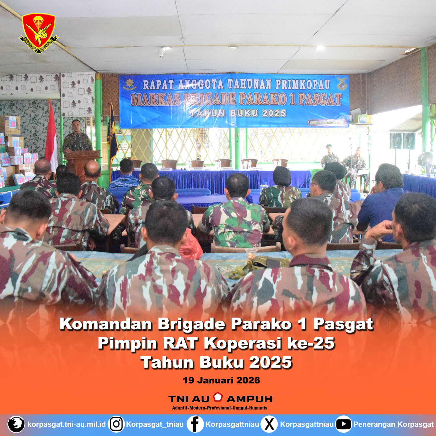 Komandan Brigade Parako 1 Pasgat Pimpin RAT Koperasi ke-25 Tahun Buku 2025
