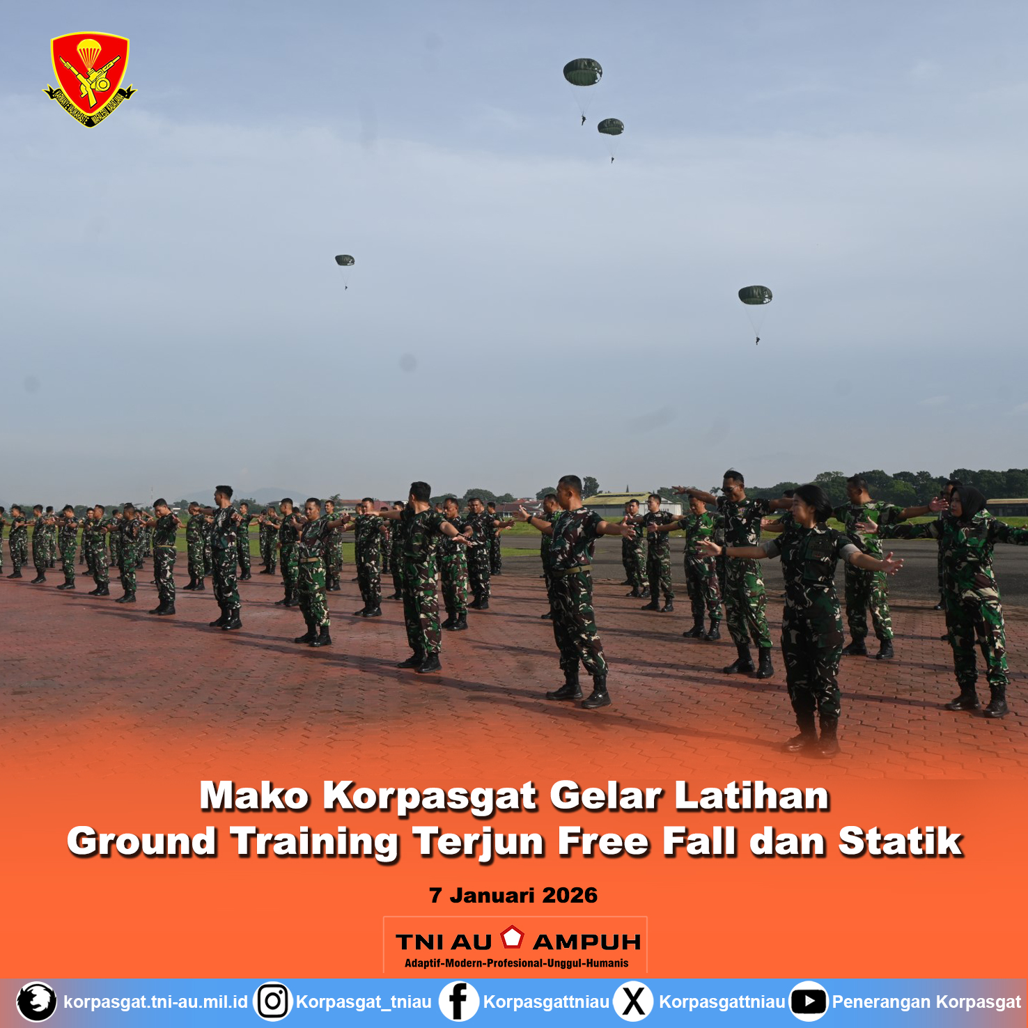 Mako Korpasgat Gelar Latihan Ground Training Terjun Free Fall dan Statik