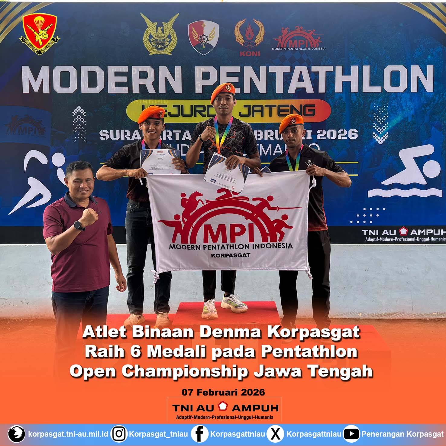 Atlet Binaan Denma Korpasgat Raih 6 Medali pada Pentathlon Open Championship Jawa Tengah