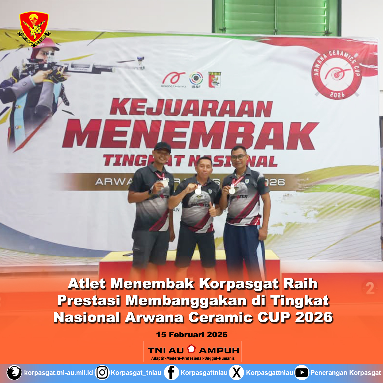 Atlet Menembak Korpasgat Raih Prestasi Membanggakan di Tingkat Nasional Arwana Ceramic CUP 2026