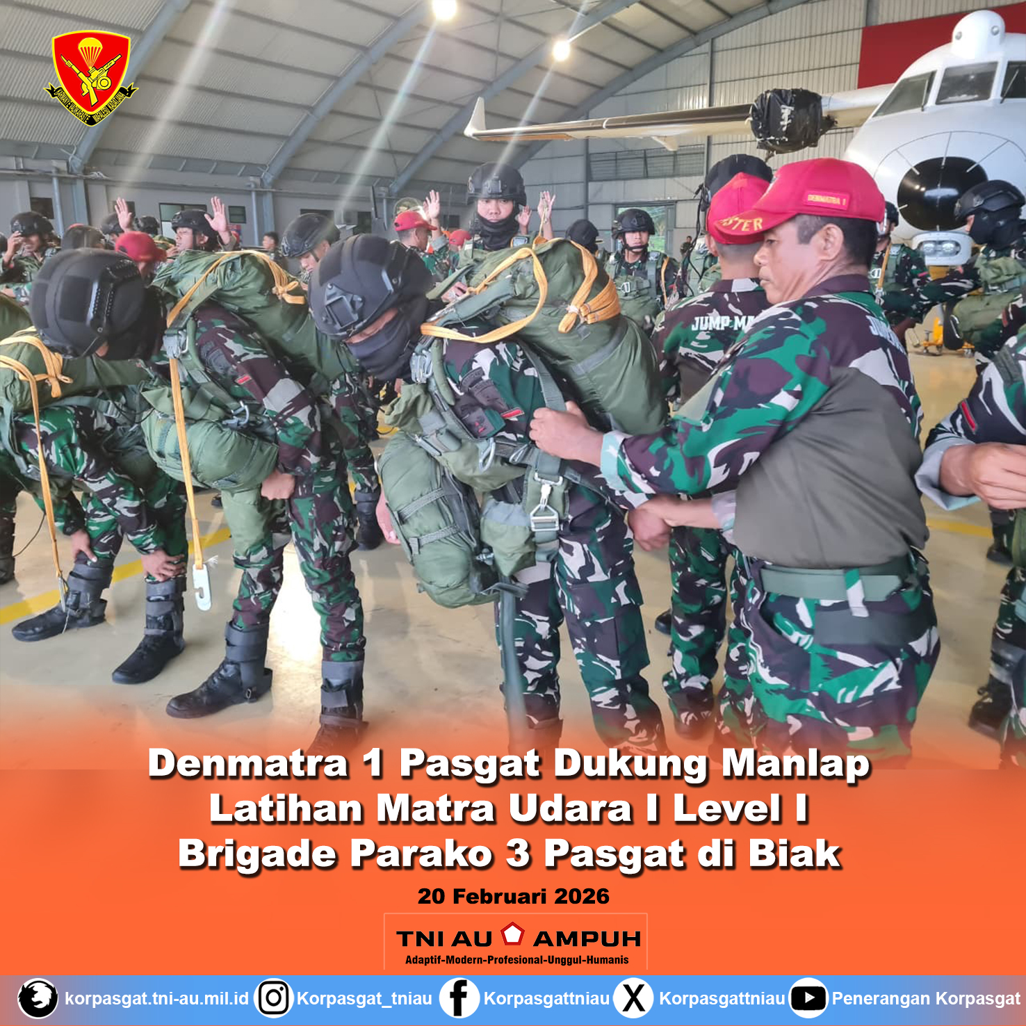 Denmatra 1 Pasgat Dukung Manlap Latihan Matra Udara I Level I Brigade Parako 3 Pasgat di Biak
