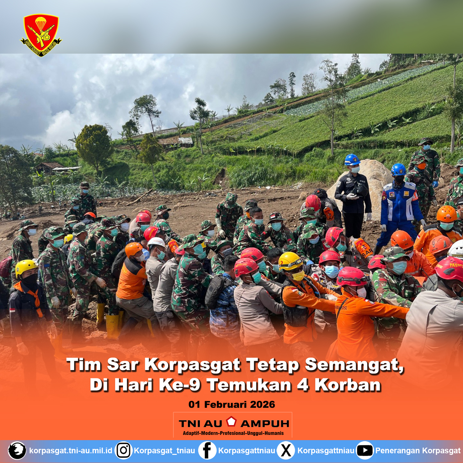 Tim Sar Korpasgat Tetap Semangat, Di Hari Ke-9 Temukan 4 Korban