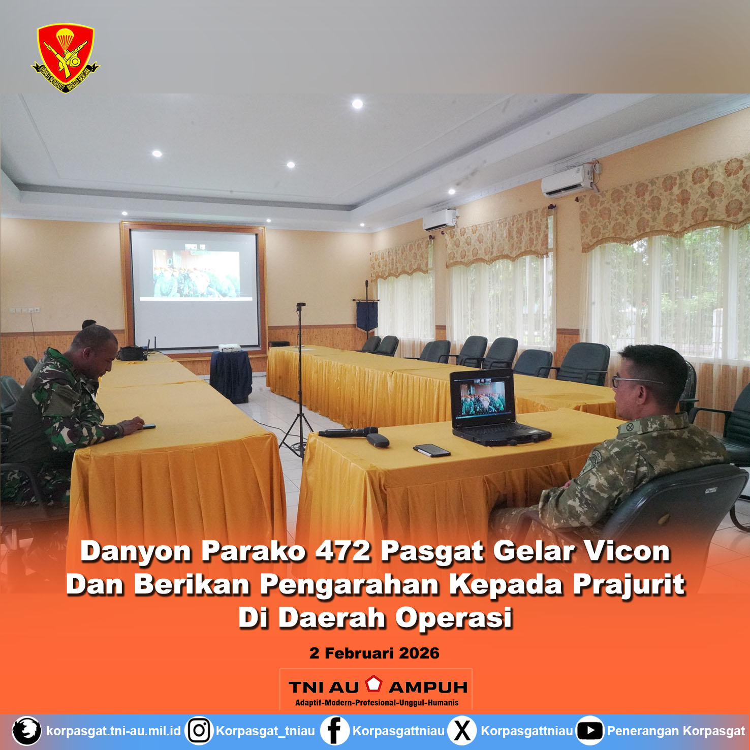 Danyon Parako 472 Pasgat Gelar Vicon Dan Berikan Pengarahan Strategis Kepada Prajurit Di Daerah Penugasan