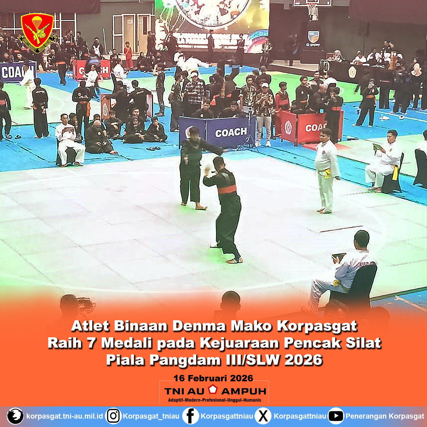 Atlet Binaan Denma Mako Korpasgat Raih 7 Medali pada Kejuaraan Pencak Silat Piala Pangdam III/SLW 2026