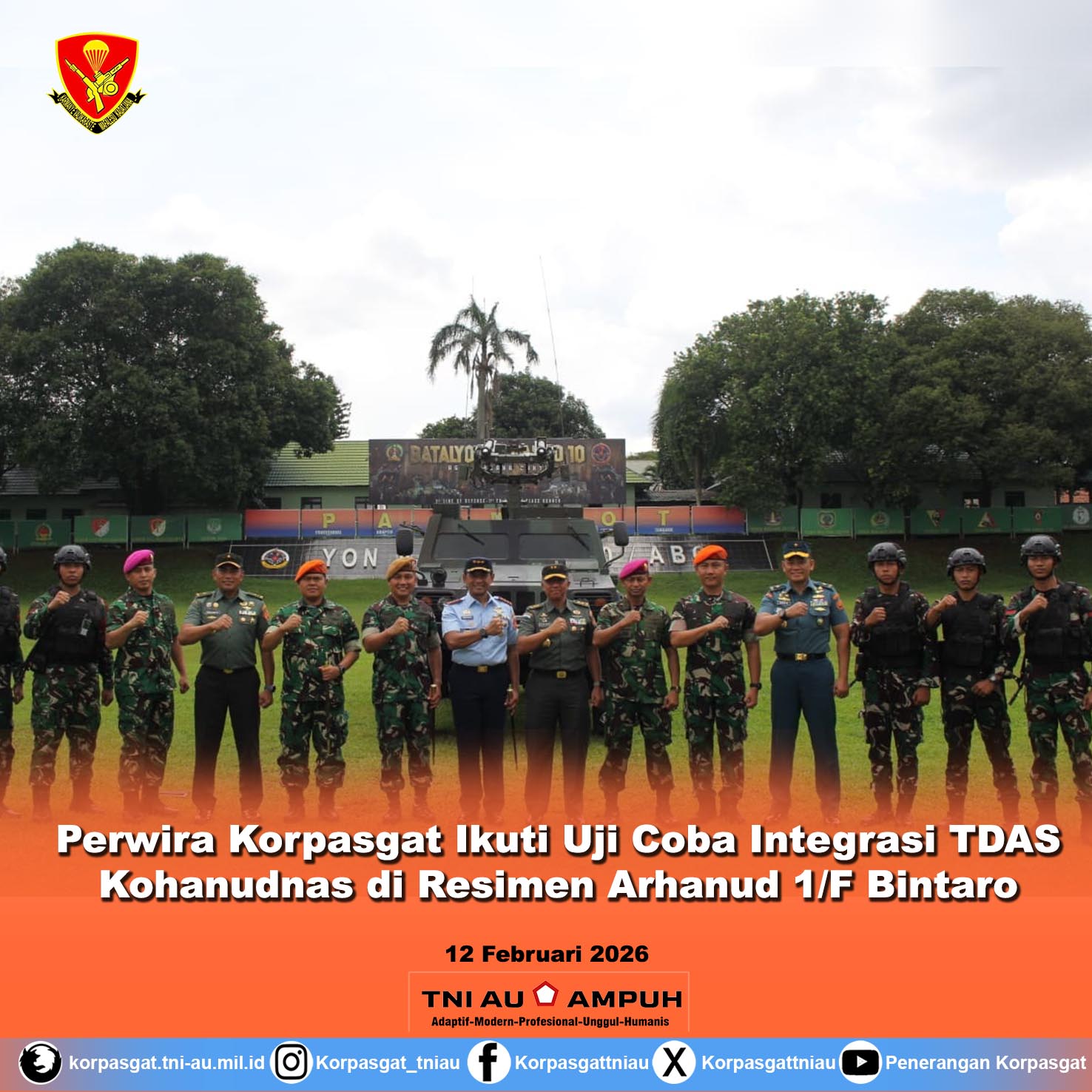 Perwira Korpasgat Ikuti Uji Coba Integrasi TDAS Kohanudnas di Resimen Arhanud 1/F Bintaro