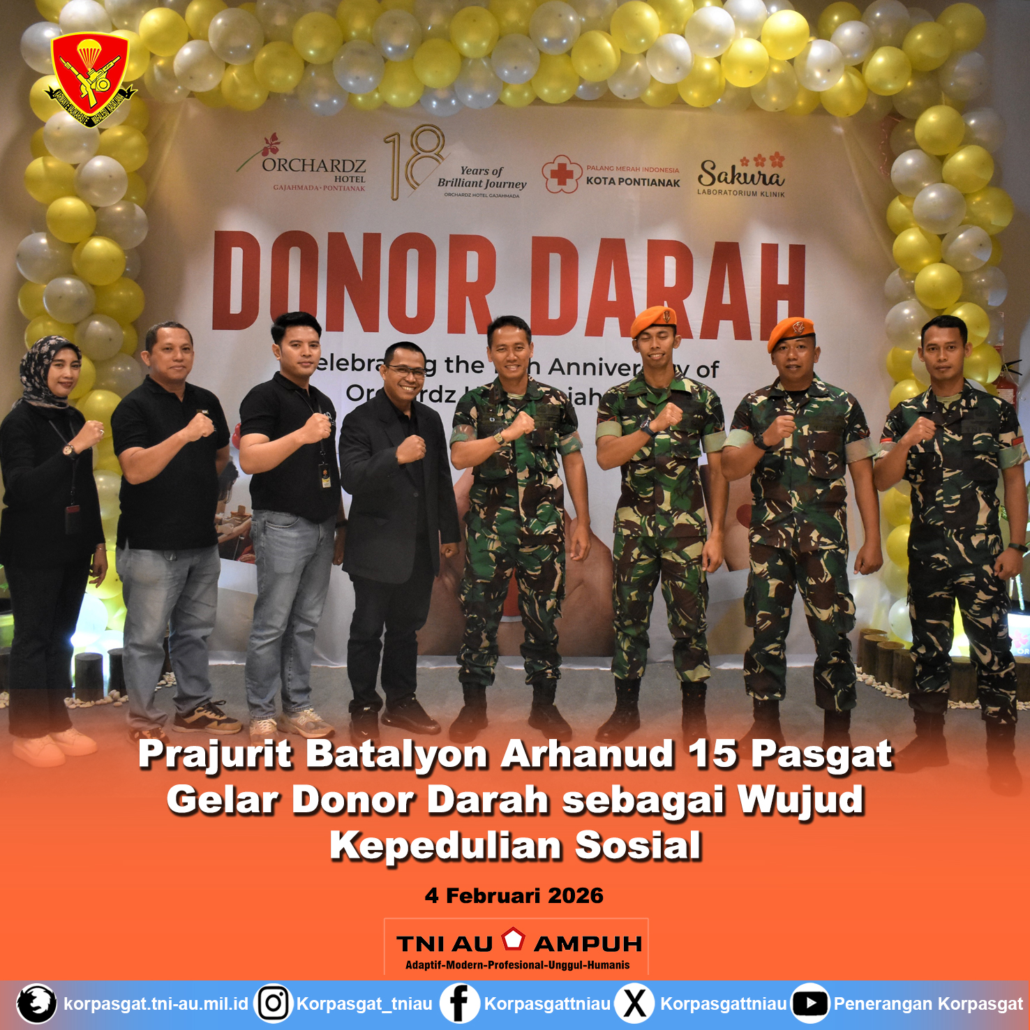 Prajurit Batalyon Arhanud 15 Pasgat Gelar Donor Darah sebagai Wujud Kepedulian Sosial