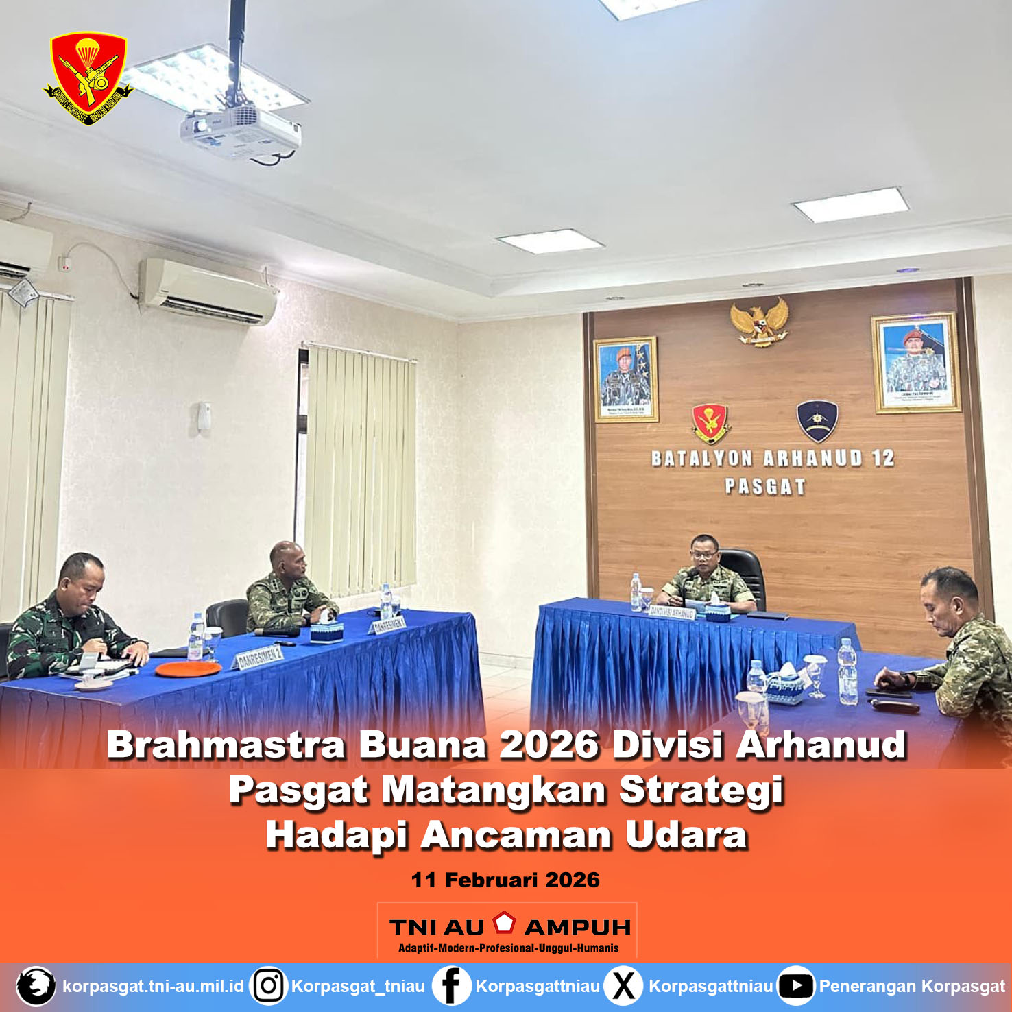 Brahmastra Buana 2026 Divisi Arhanud Pasgat Matangkan Strategi Hadapi Ancaman Udara