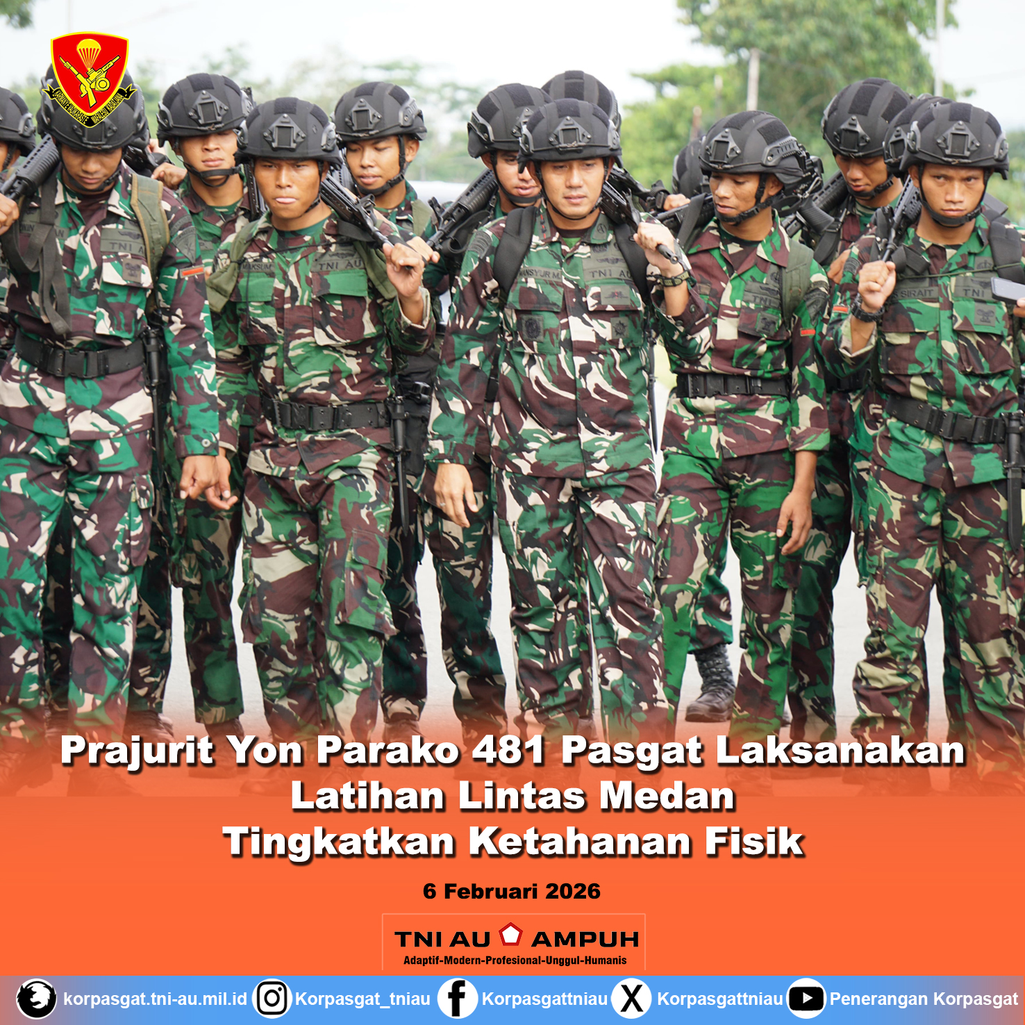 Prajurit Yon Parako 481 Pasgat Laksanakan Latihan Lintas Medan Tingkatkan Ketahanan Fisik